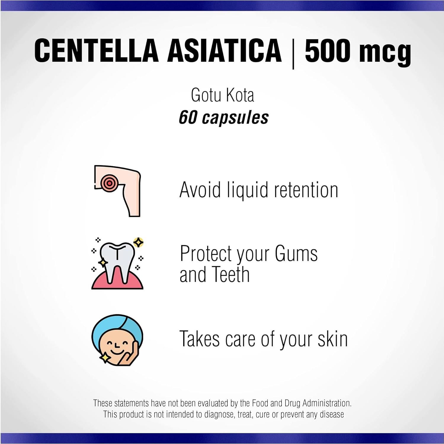 Centella Asiatica 500 mg 60 Cápsulas Sistemas Naturales
