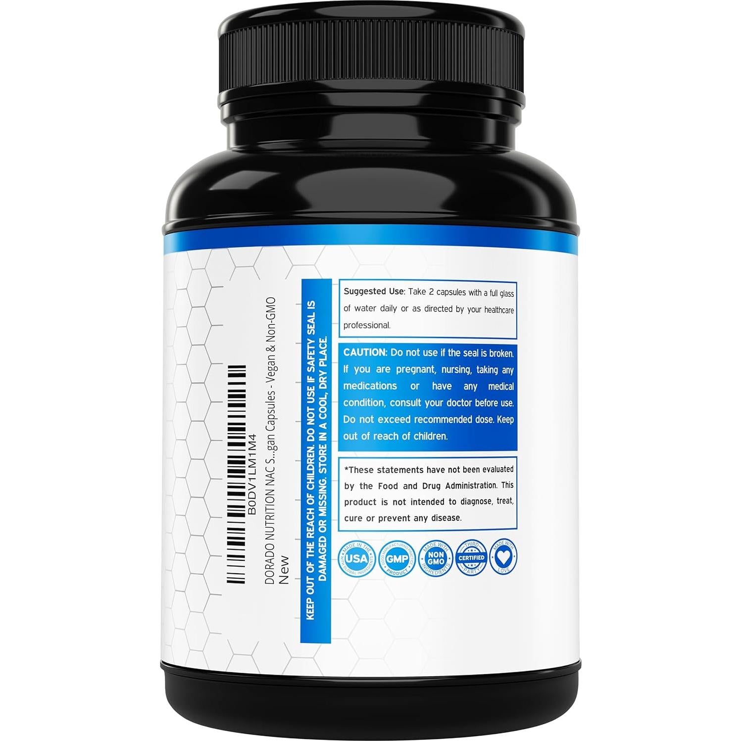 Suplemento NAC 1000mg Dorado Nutrition 60 Cápsulas Veganas