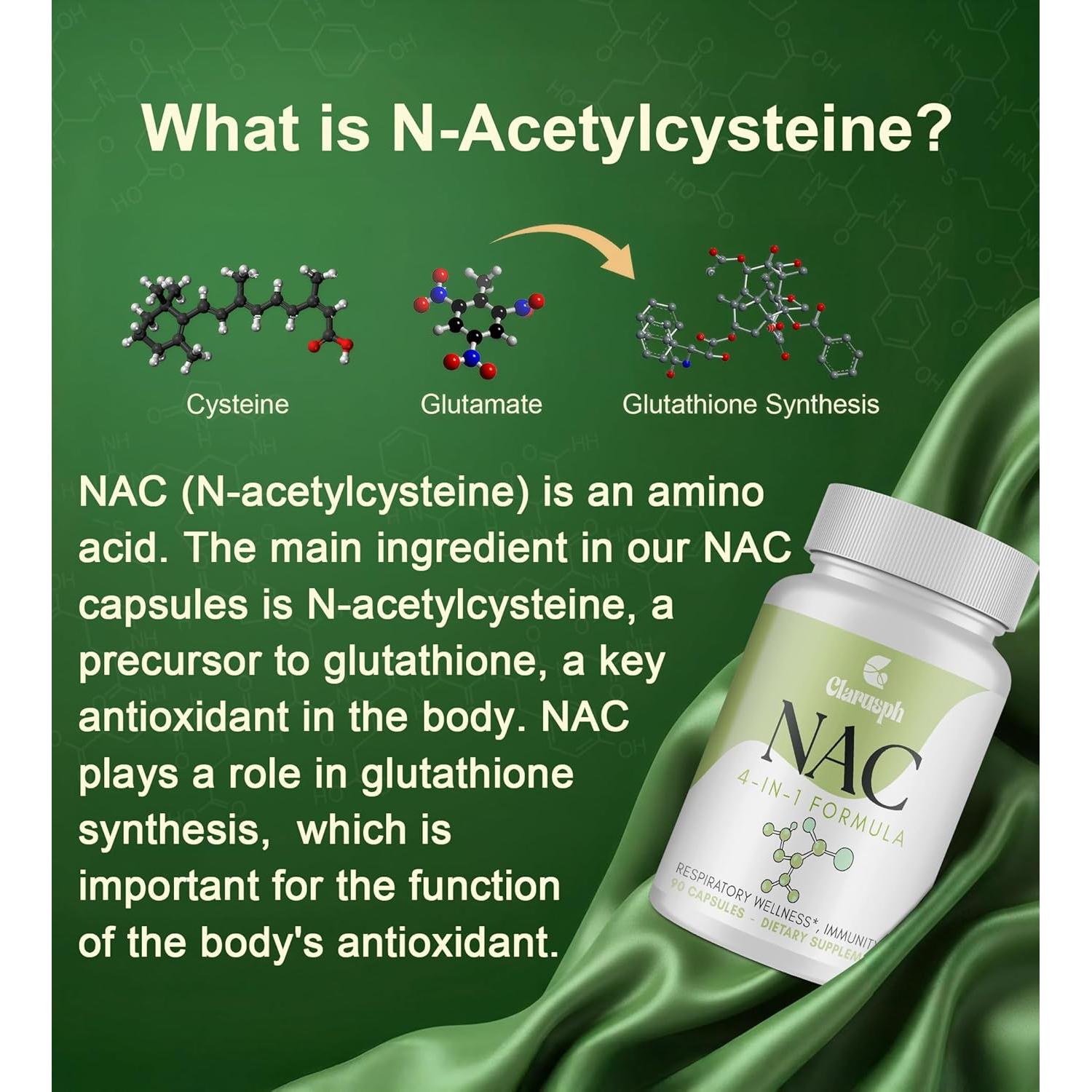 Suplemento NAC 1200mg Clarusph - Antioxidante Respiratorio 90 Cápsulas