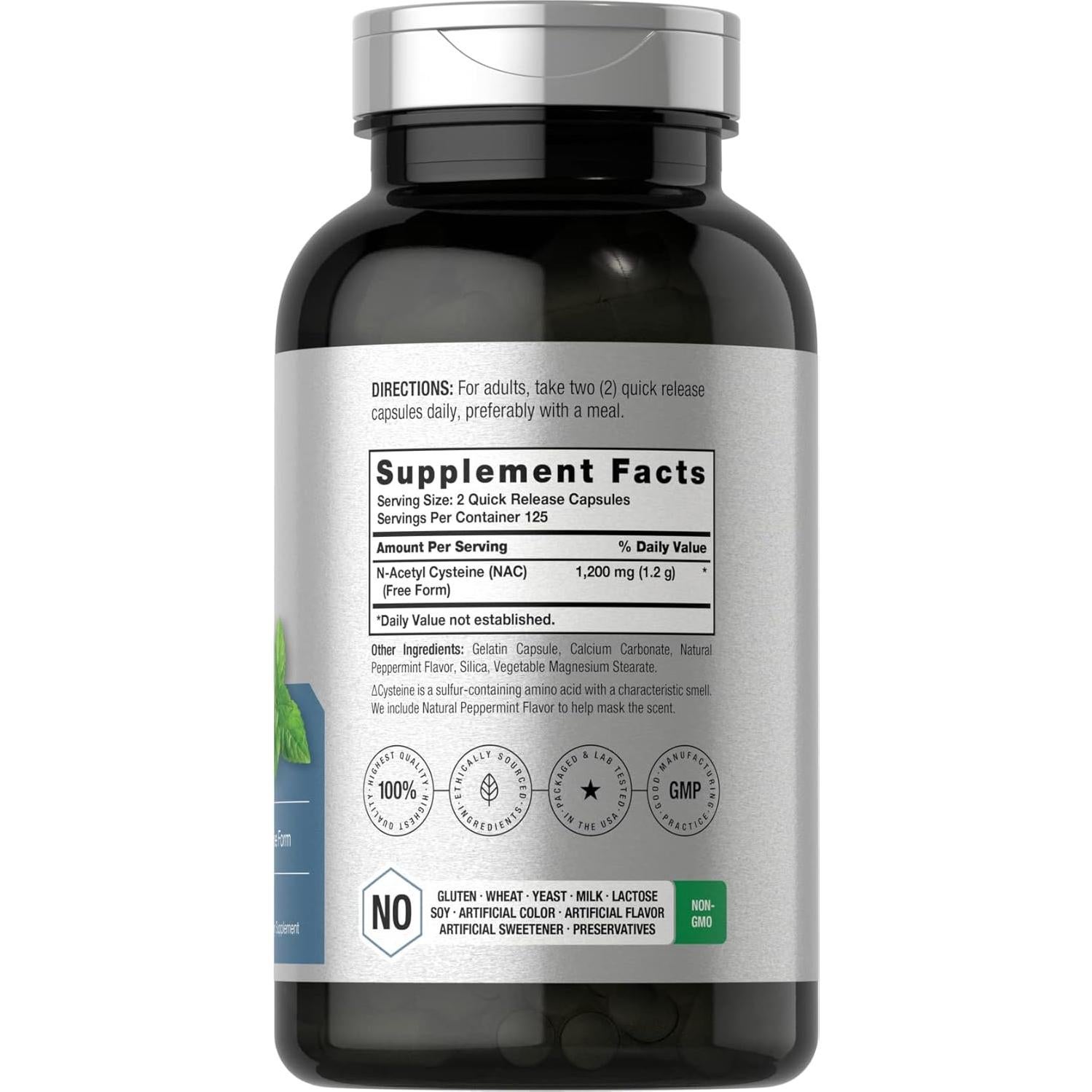 Suplemento N-Acetil Cisteína Horbaach 1200mg 250 Cápsulas