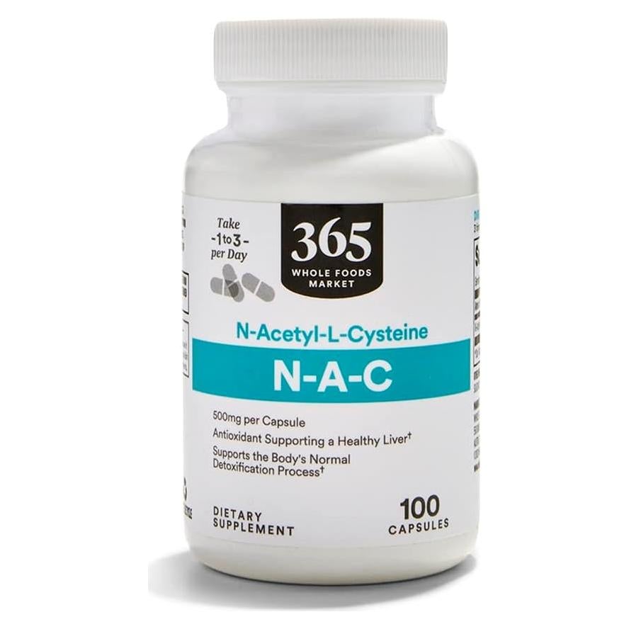 Suplemento N-Acetil L-Cisteína 500mg 365 Whole Foods 100 Cápsulas