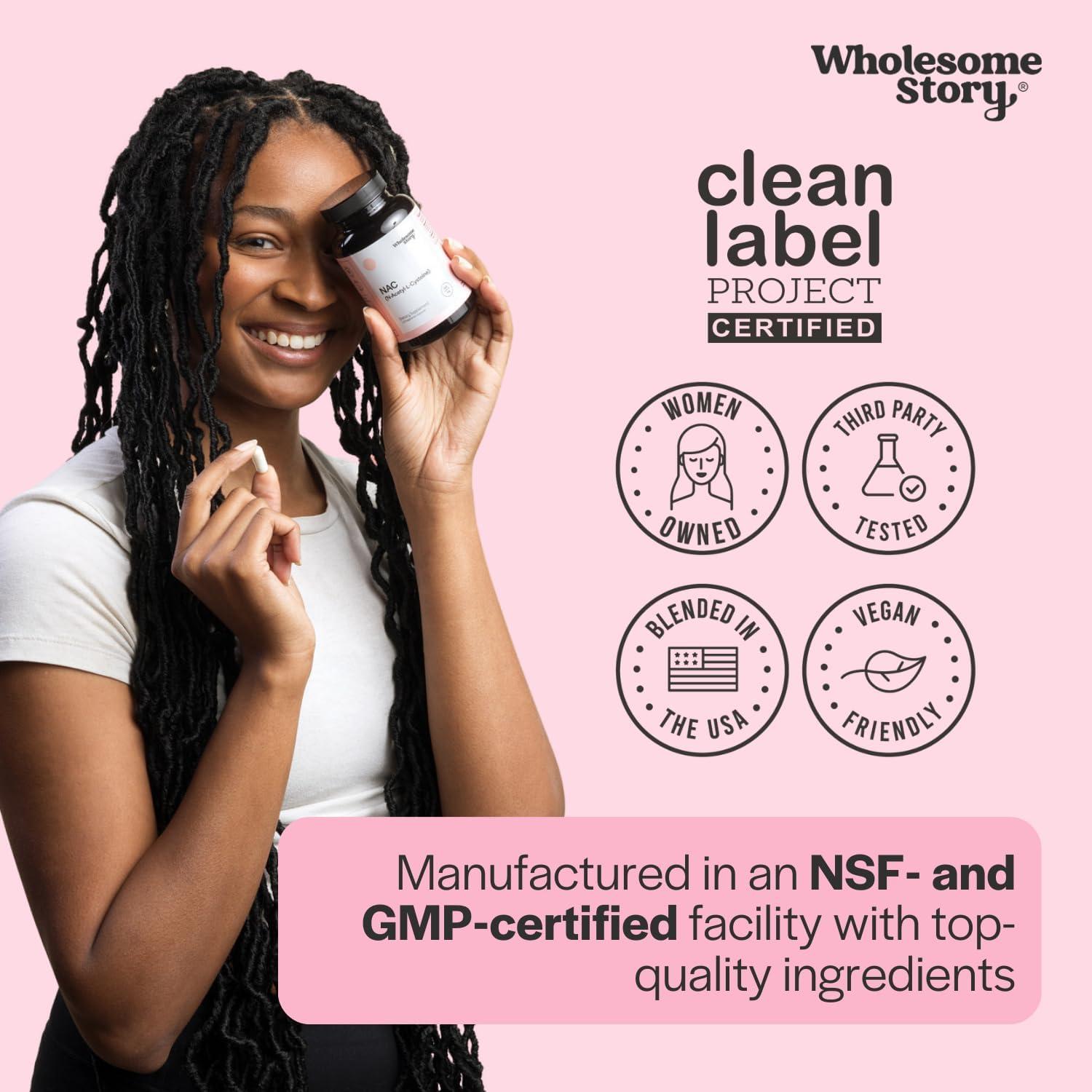 Suplemento NAC Wholesome Story 600 mg - 120 Cápsulas Veganas