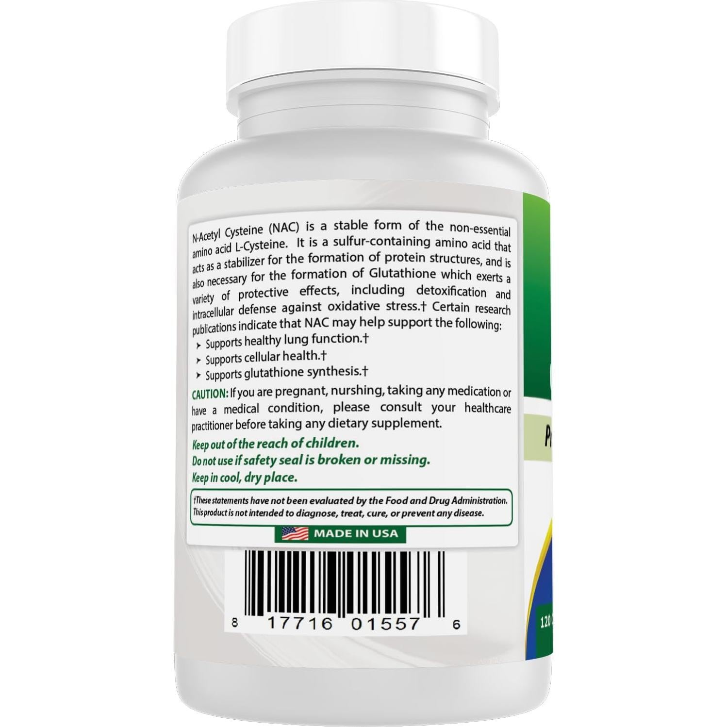 NAC N Acetil Cisteína 600 mg 120 Cápsulas Mejores Naturales