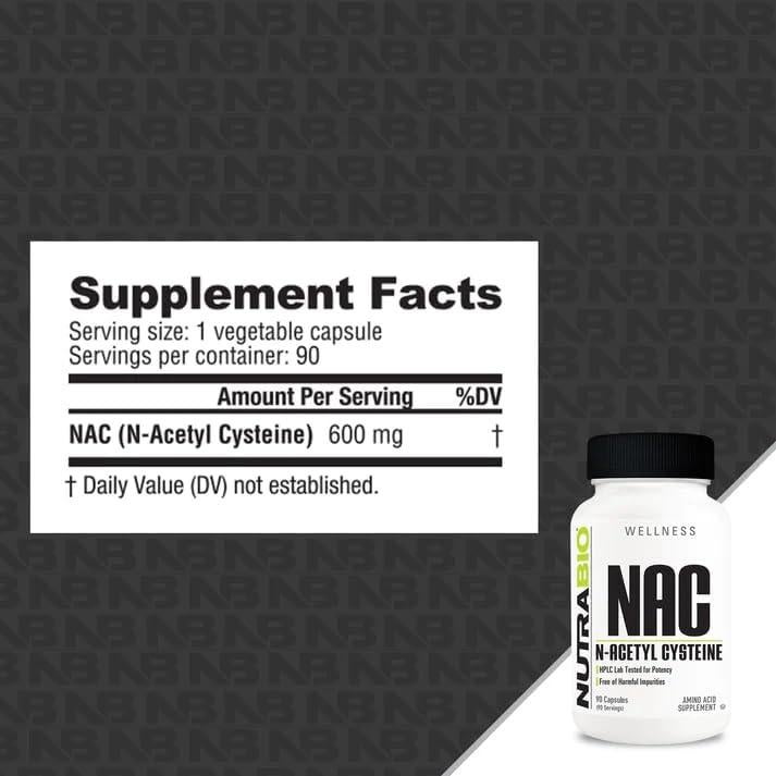 Suplemento N-Acetil Cisteína NutraBio 90 Cápsulas 600mg