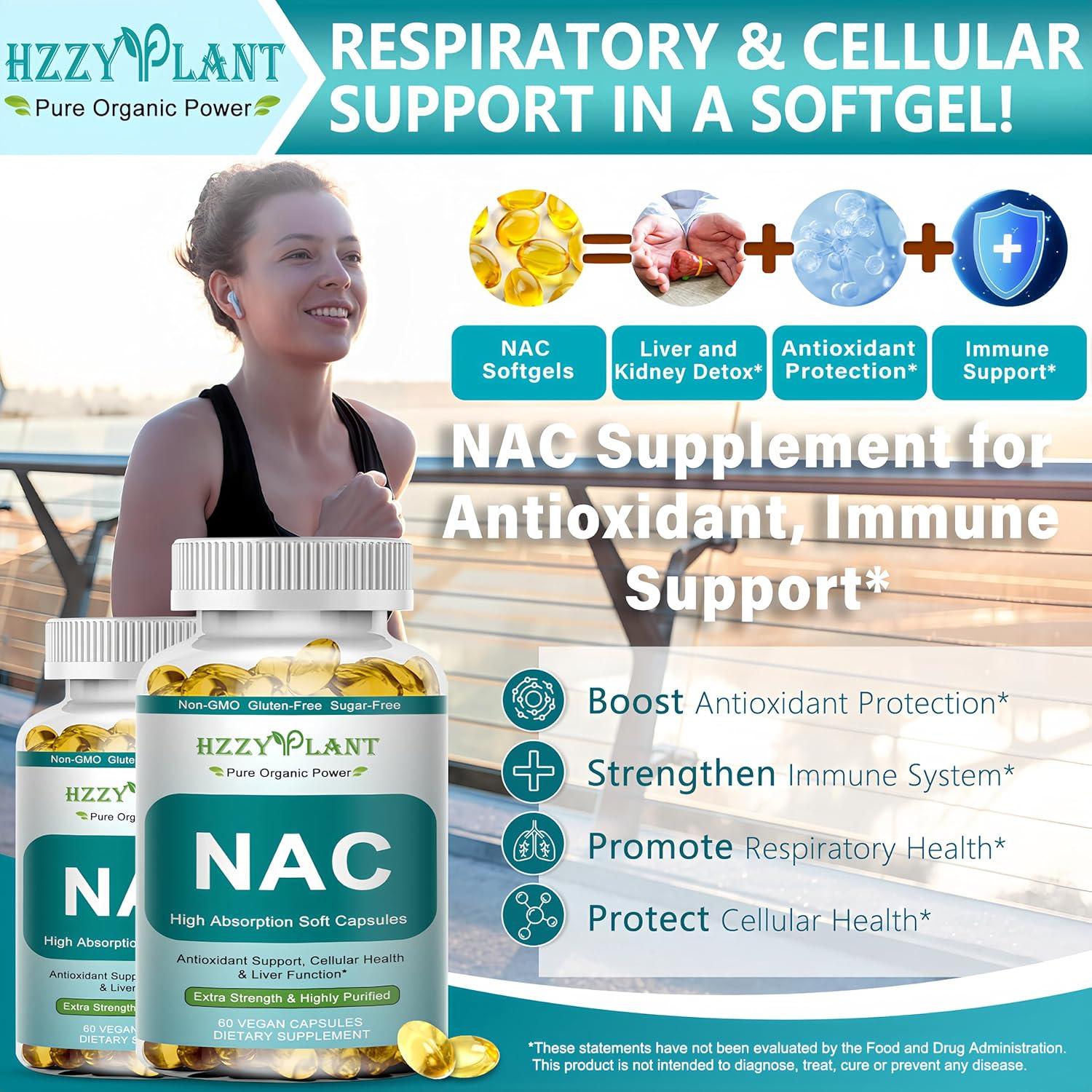 Suplemento NAC HZZYPLANT 1200mg - Cápsulas blandas veganas