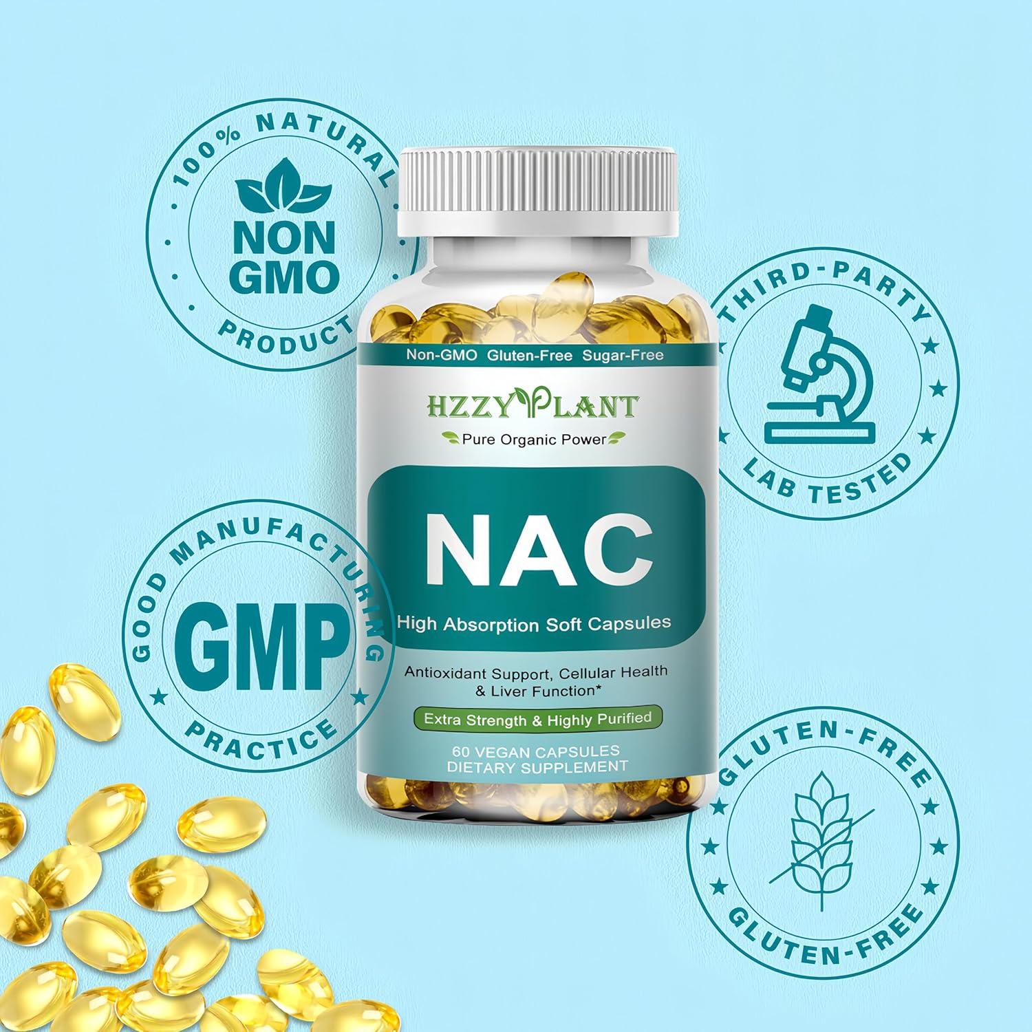 Suplemento NAC HZZYPLANT 1200mg - Cápsulas blandas veganas