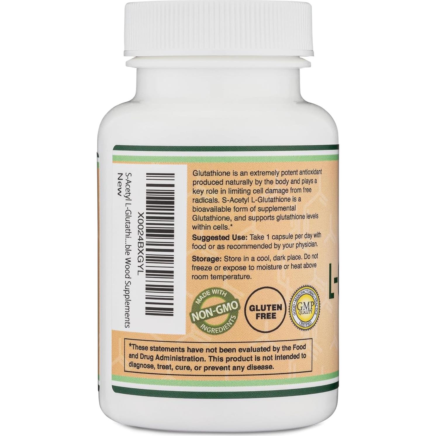Cápsulas S-Acetil L-Glutatión 100mg - Antioxidante Double Wood