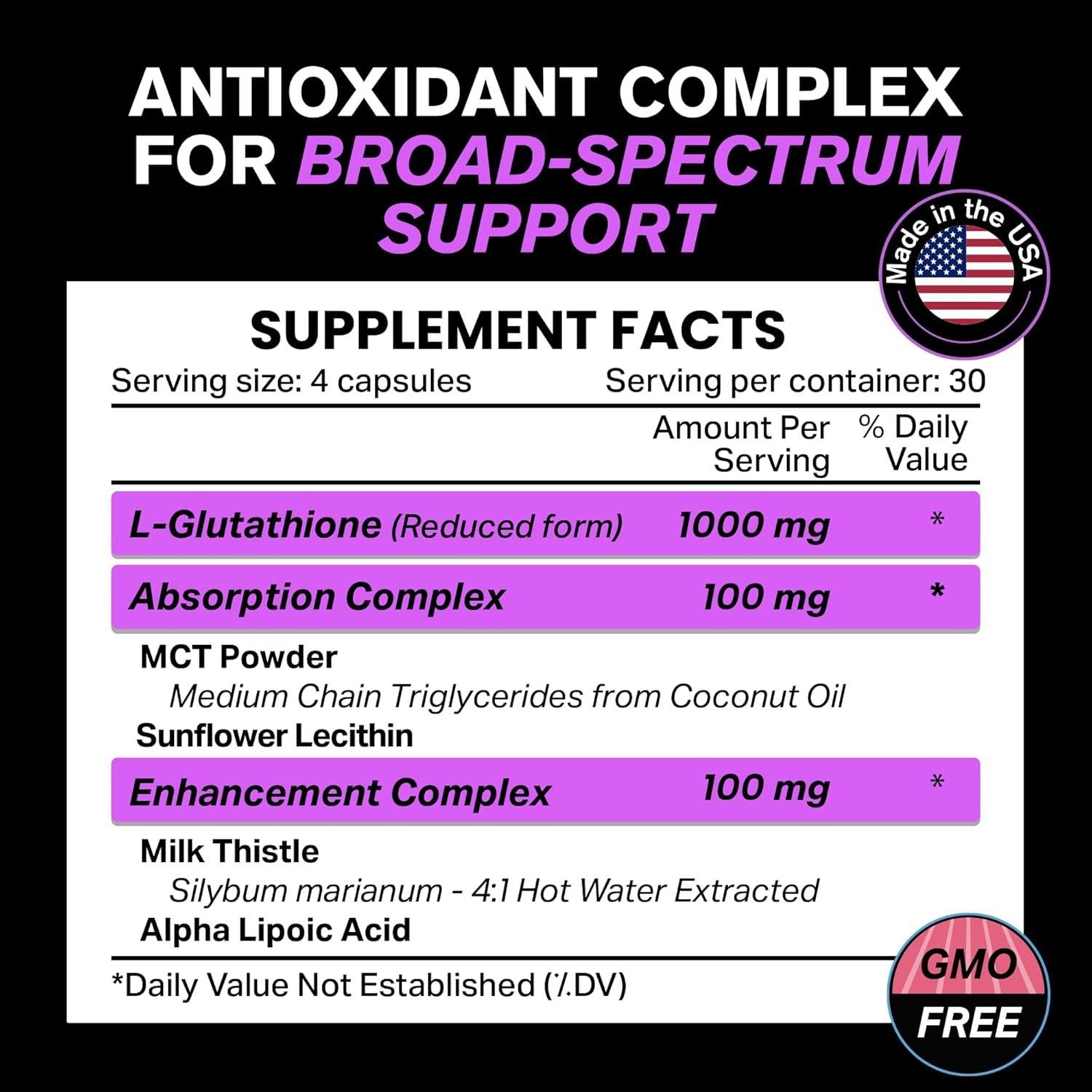 Suplemento de Glutatión 1000mg VitaRaw - Antioxidante Potente