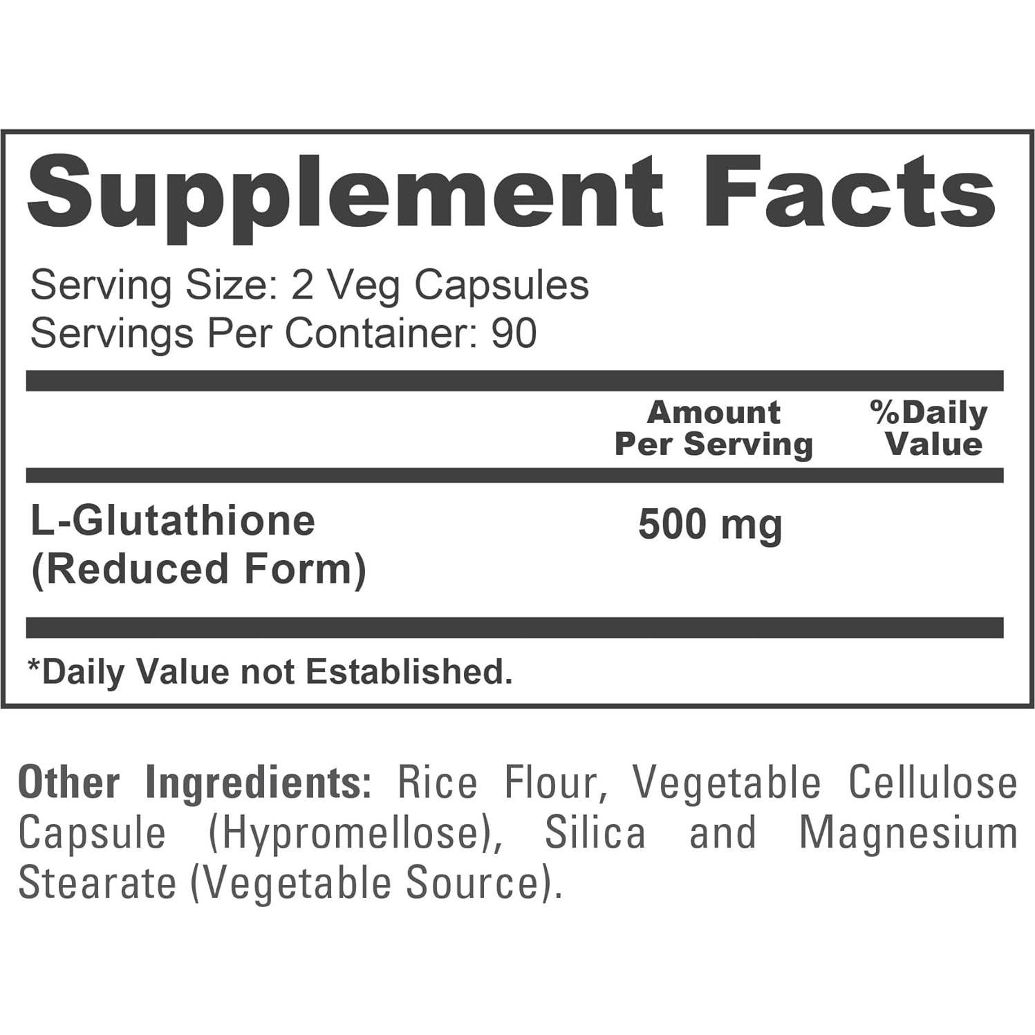 Suplemento de Glutatión NusaPure 500mg 180 Cápsulas Veganas