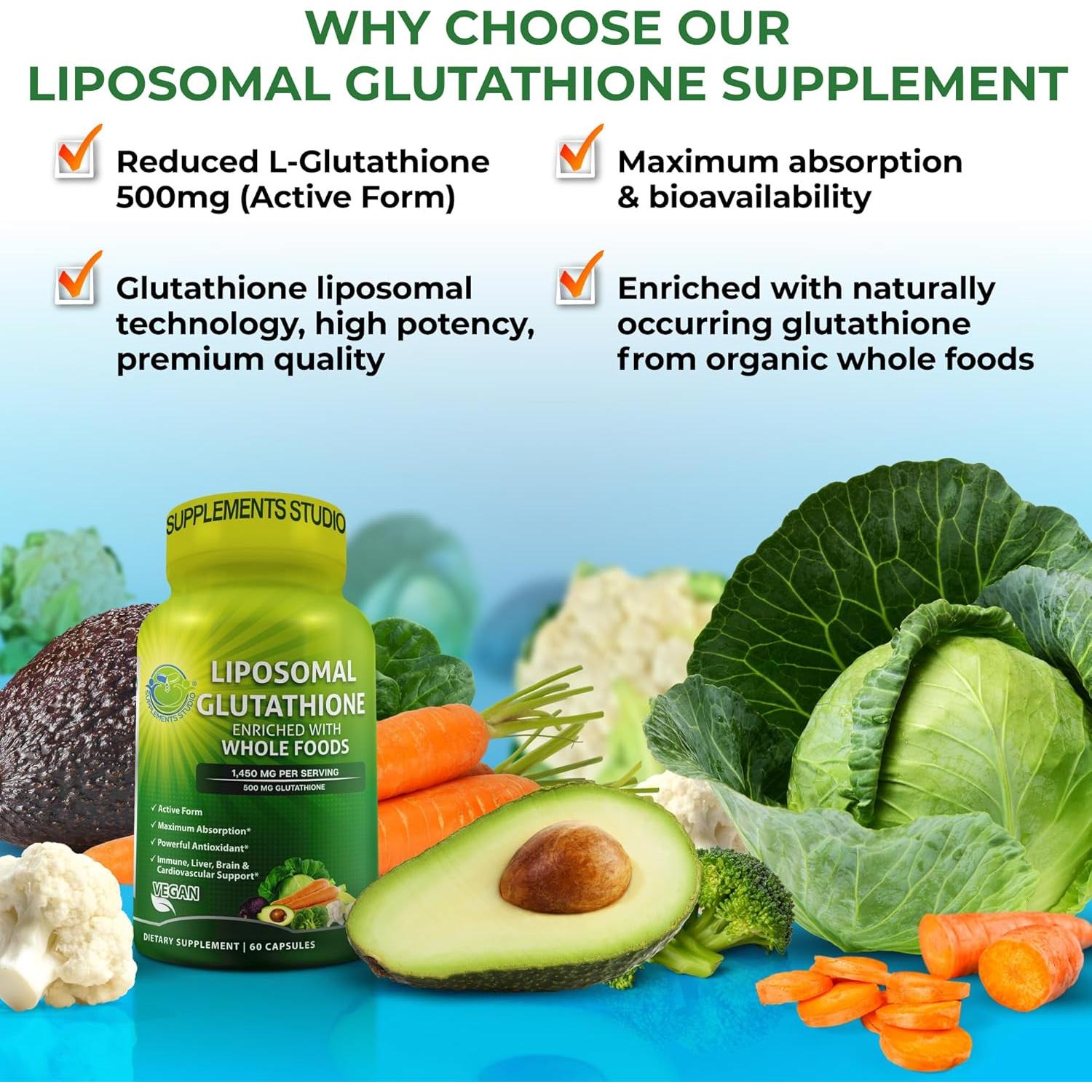 Glutatión Liposomal 500mg MVStudio - Antioxidante 60 cápsulas