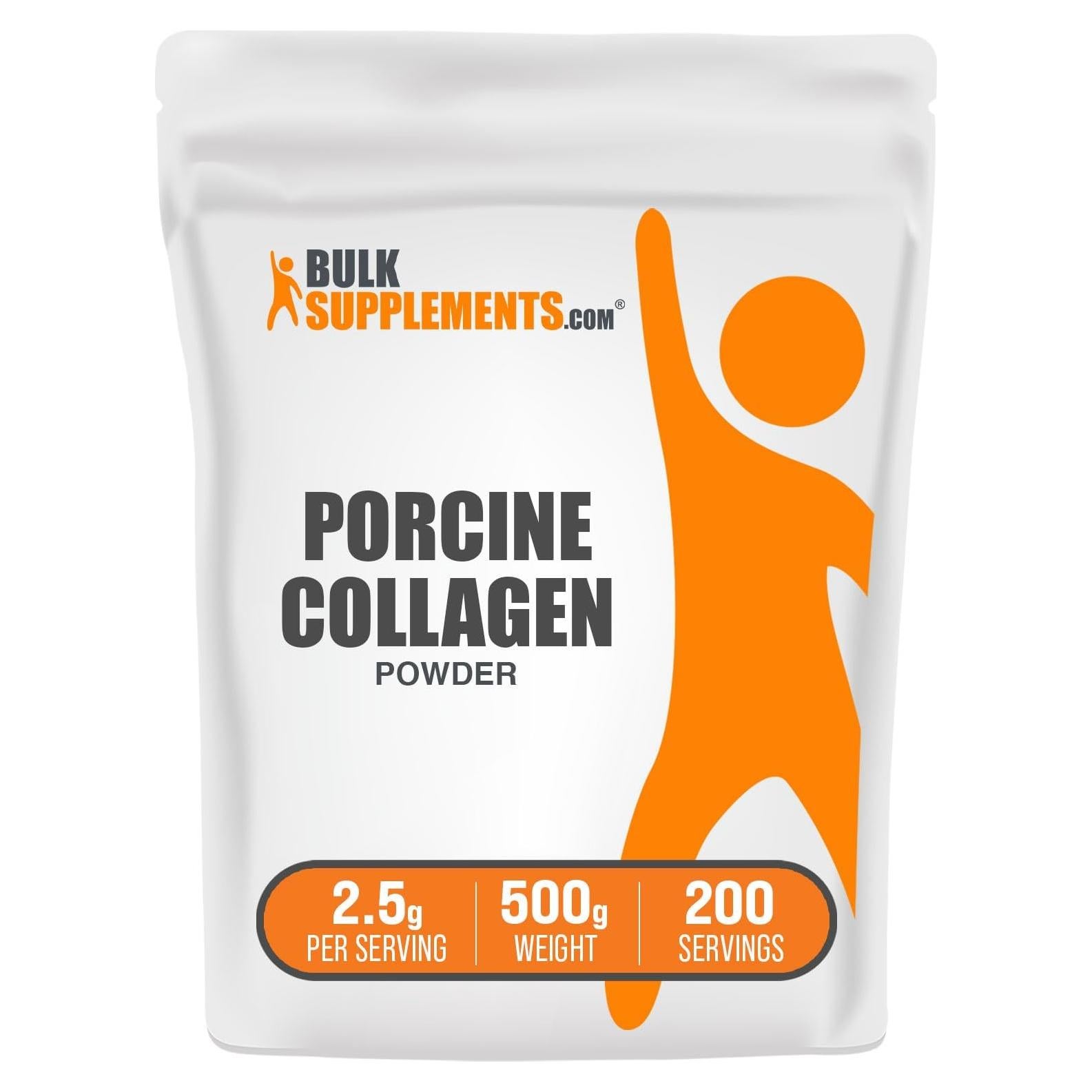 Polvo de Colágeno Porcino BulkSupplements 500g Hidrolizado