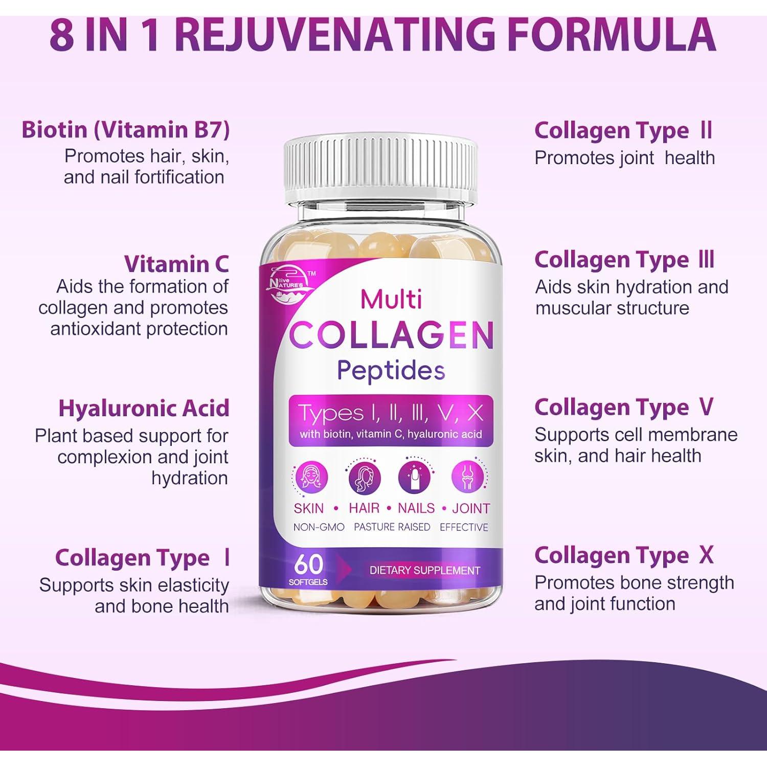 Péptidos de Colágeno Hidrolizados Softgel - 60 Unidades - Biotina, Vitamina C