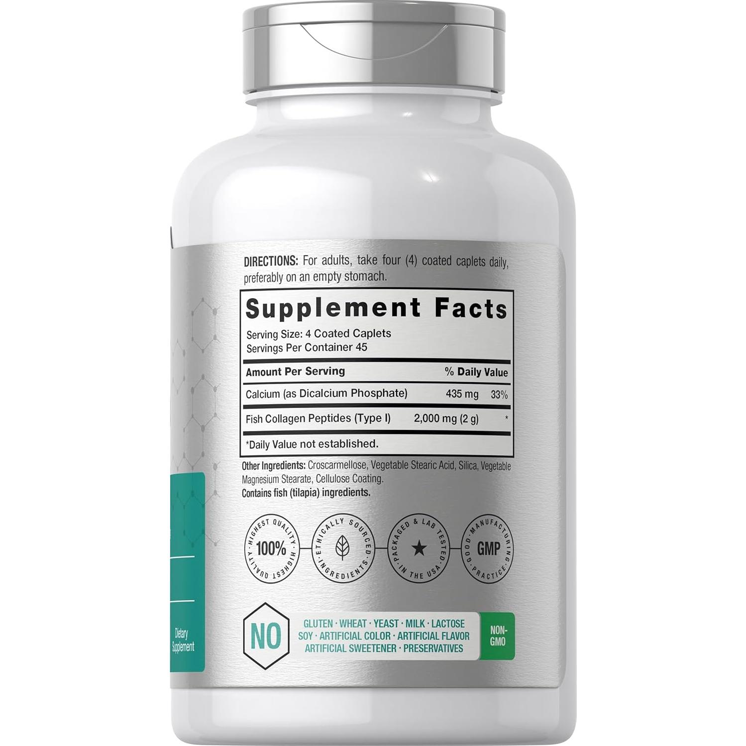 Péptidos de Colágeno Marino Horbaach 2000mg 180 Caplets