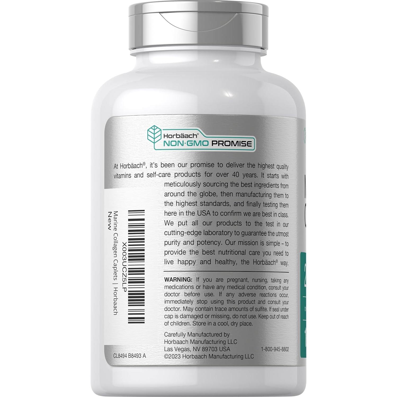 Péptidos de Colágeno Marino Horbaach 2000mg 180 Caplets