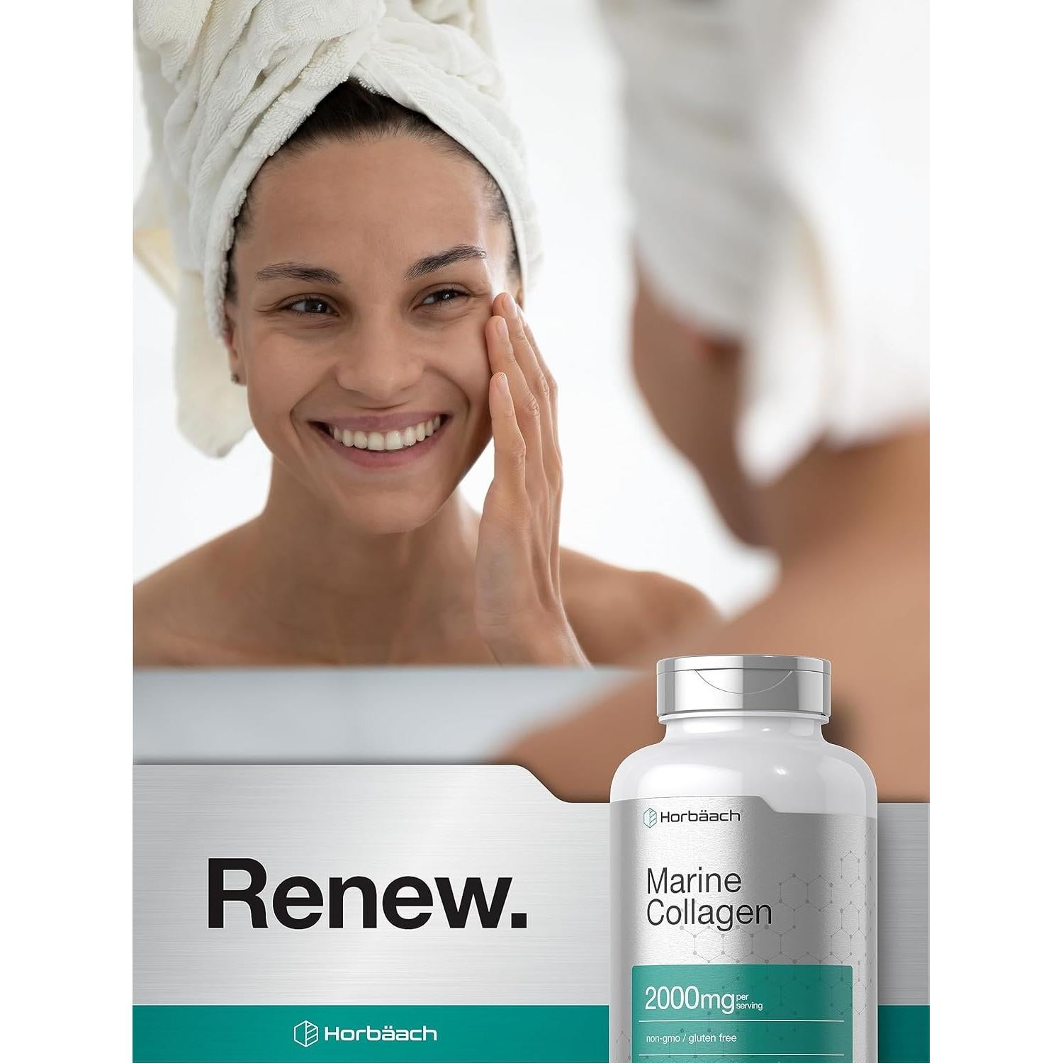 Péptidos de Colágeno Marino Horbaach 2000mg 180 Caplets