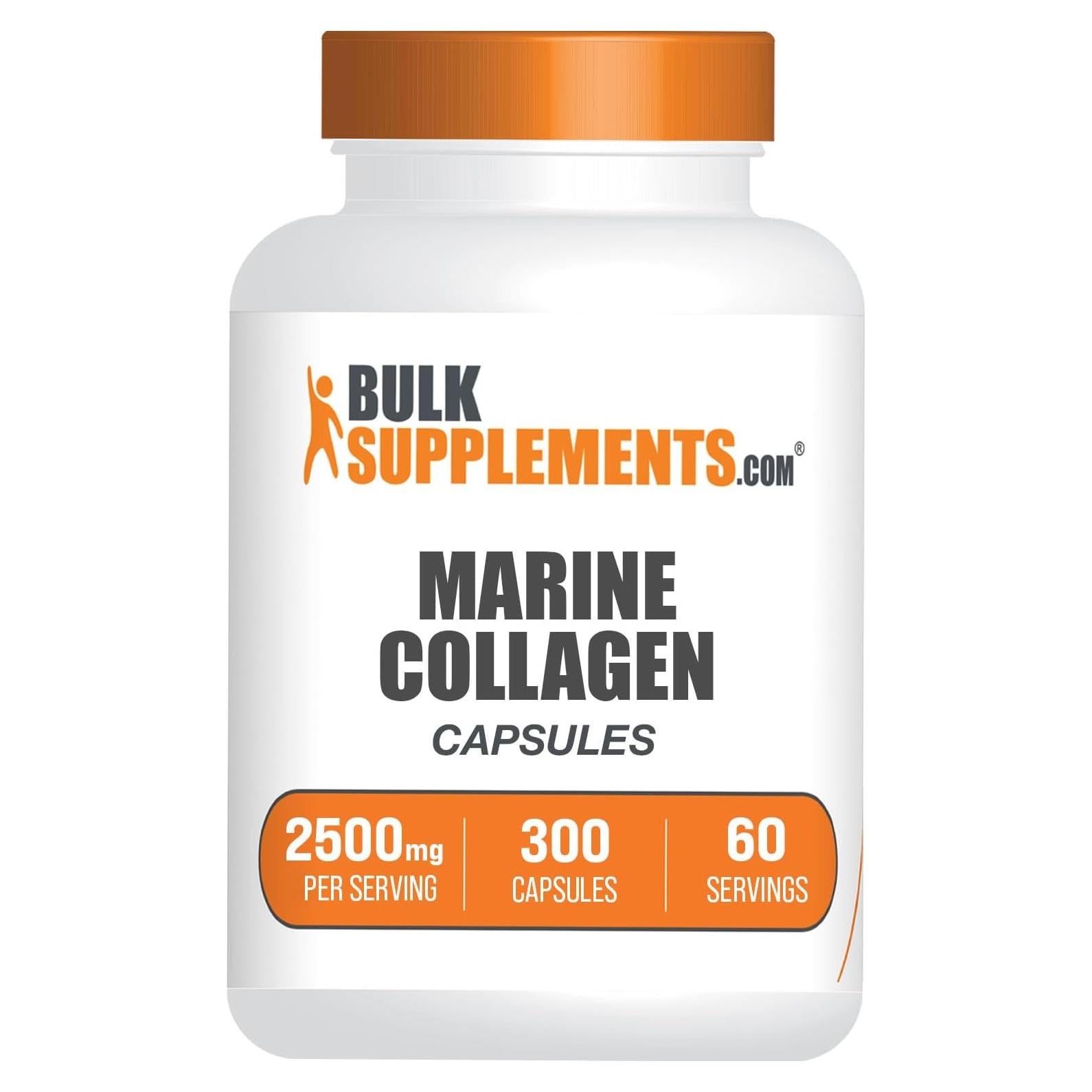 Cápsulas de Colágeno Marino BulkSupplements 300 Cápsulas 2500mg