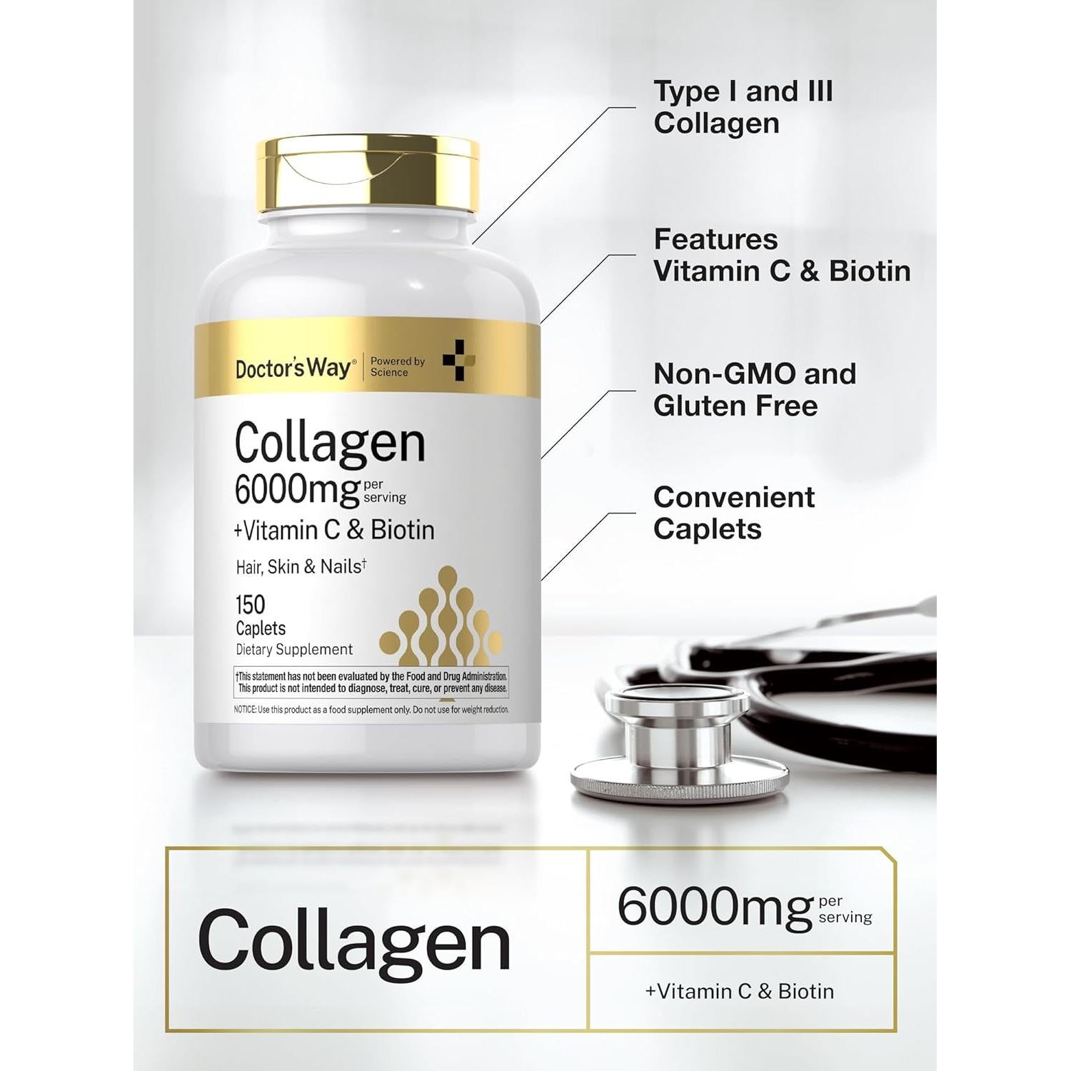 Colágeno Doctor's Way 150 Tabletas con Vitamina C y Biotina