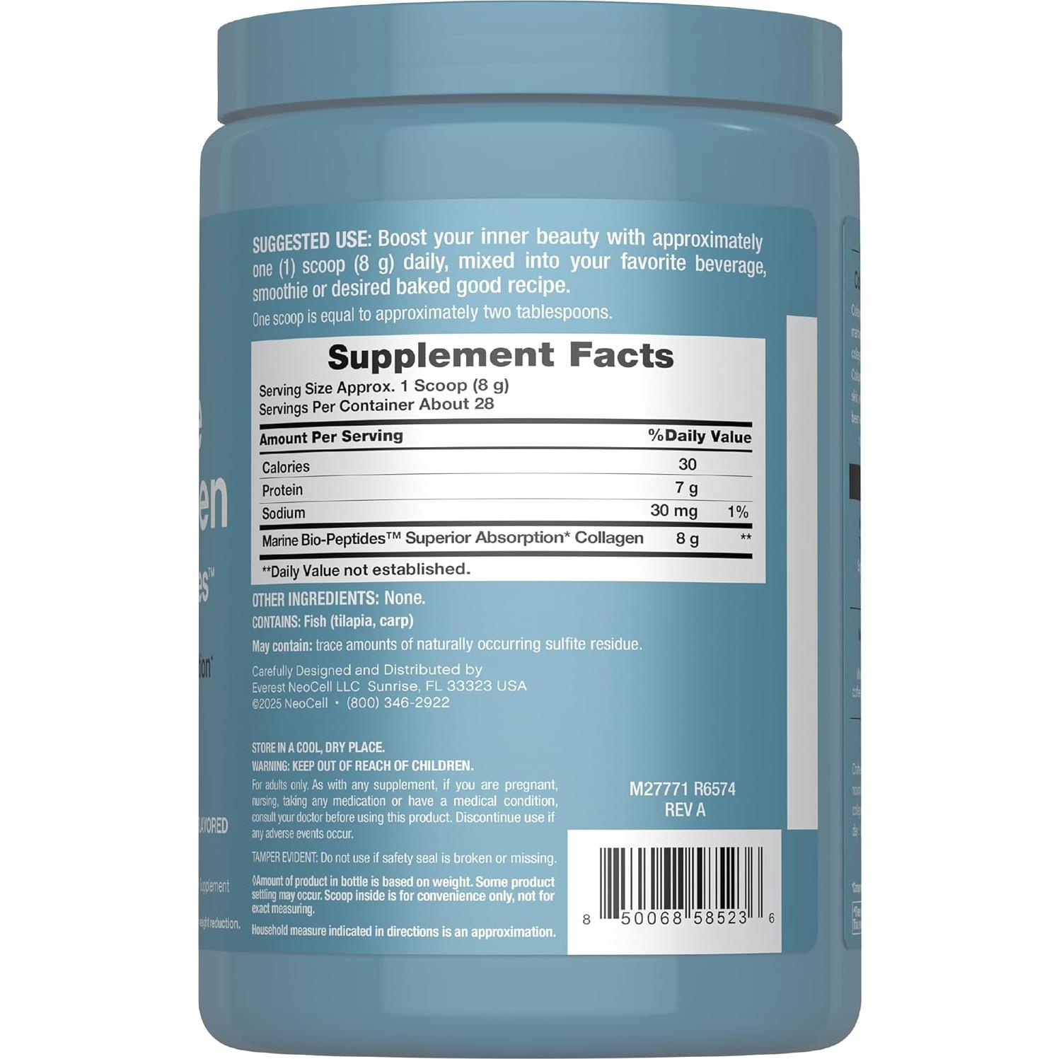 NeoCell Colágeno Marino Pétidos en Polvo 227 g Sin Sabor