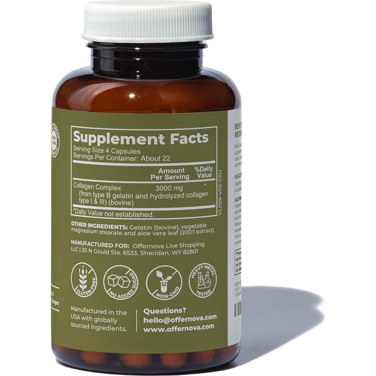 Suplemento de Colágeno Hidrolizado Offernova 3000mg - 90 Cápsulas