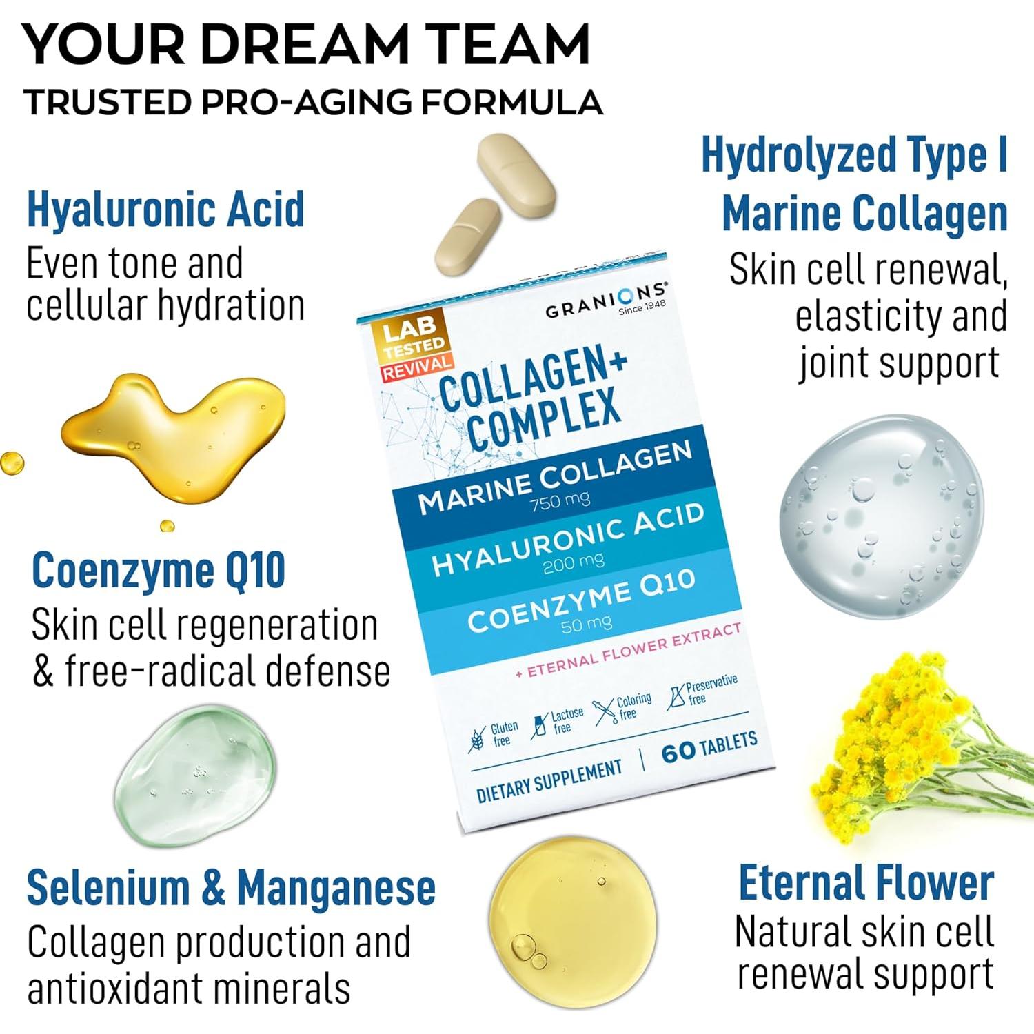 Suplemento de Colágeno Marino Granions 60 Tabletas 200mg