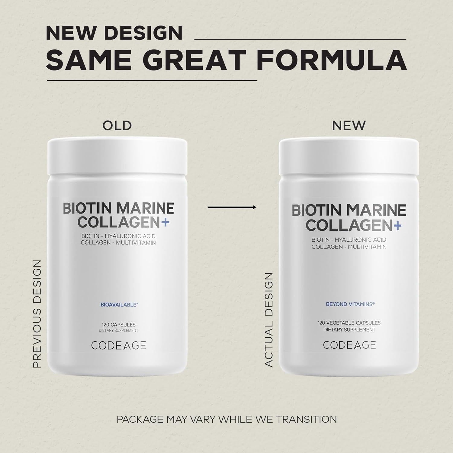 Codeage Colágeno Marino Biotina 120 Cápsulas - Tipo I y III