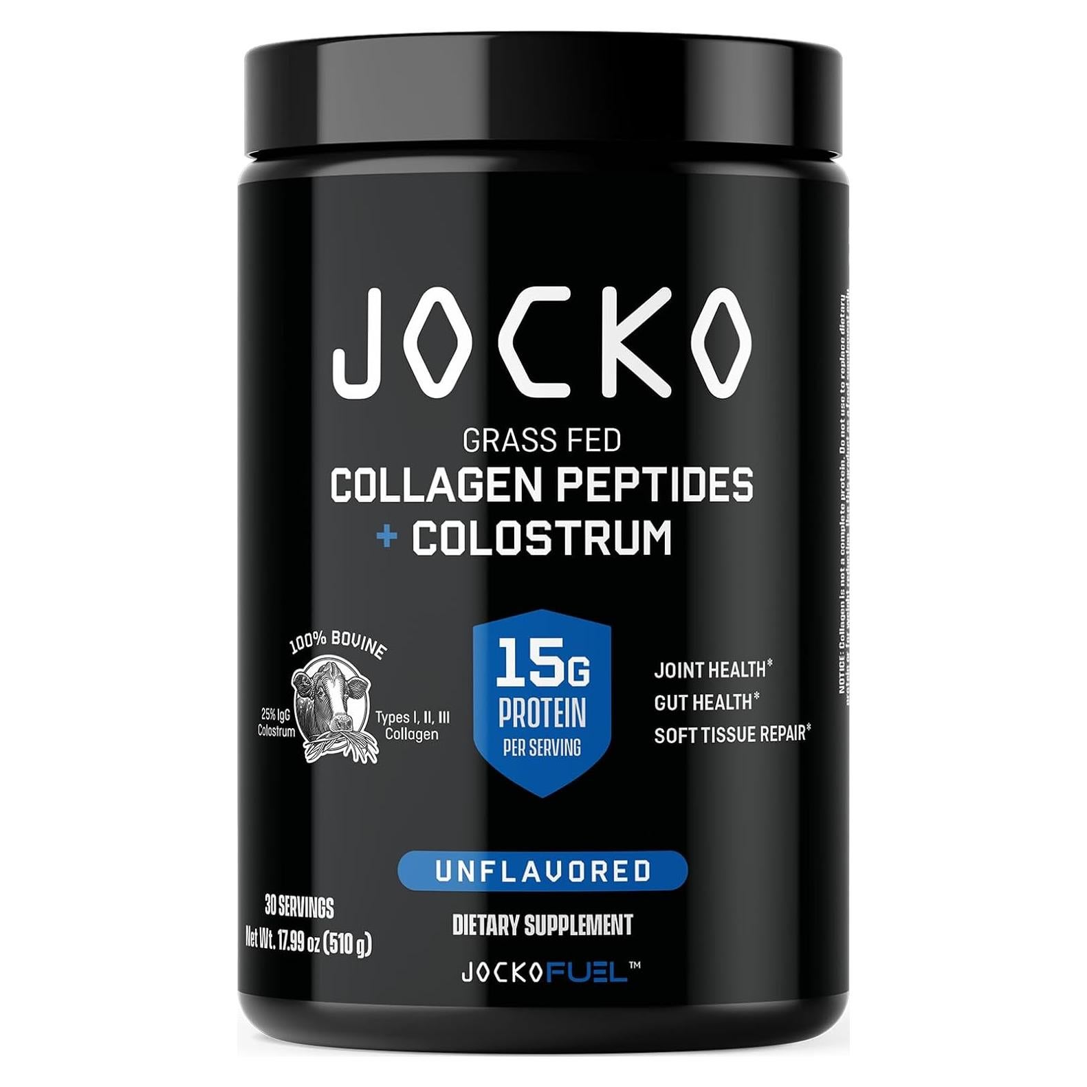 Jocko Fuel Polvo de Colágeno y Calostro 30 Porciones - 15g Colágeno Hidrolizado + 2g Calostro