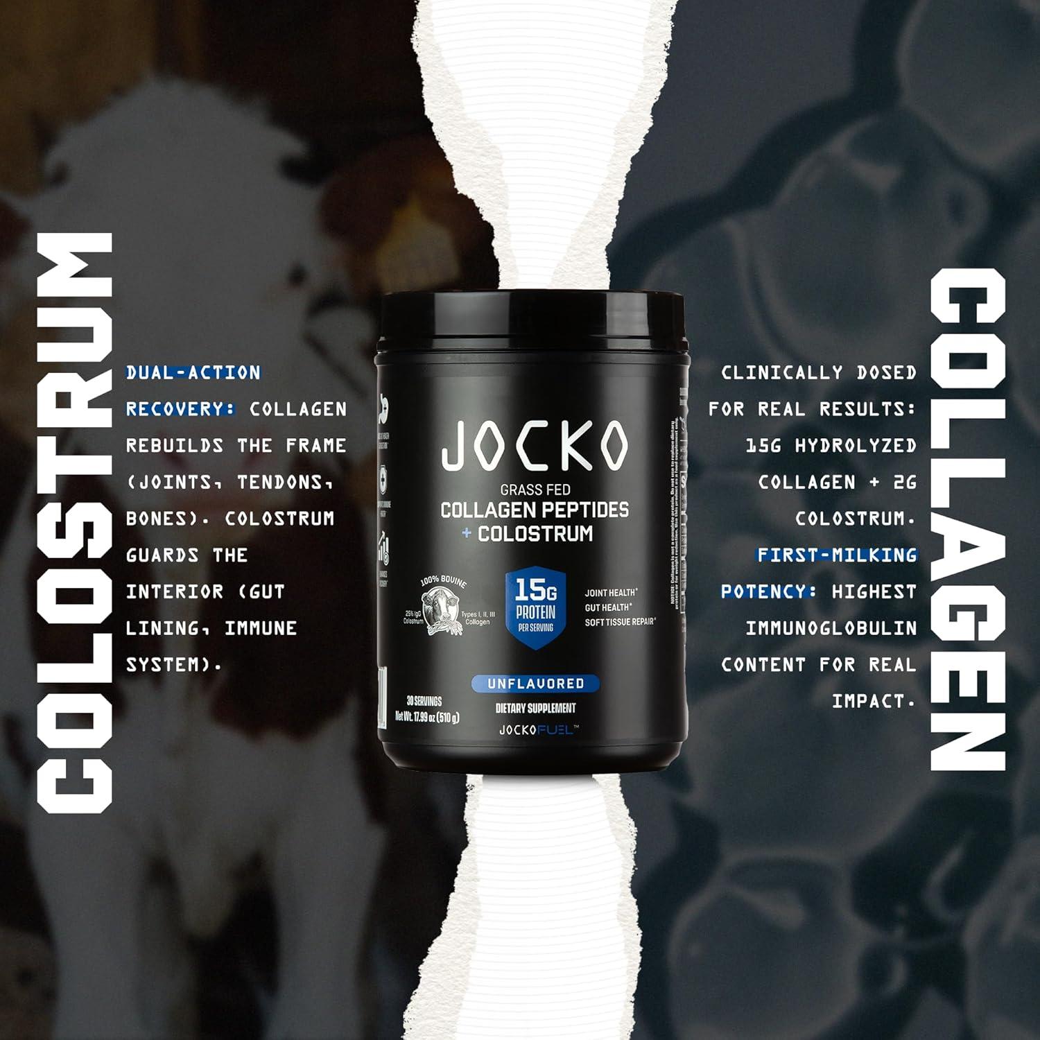 Jocko Fuel Polvo de Colágeno y Calostro 30 Porciones - 15g Colágeno Hidrolizado + 2g Calostro