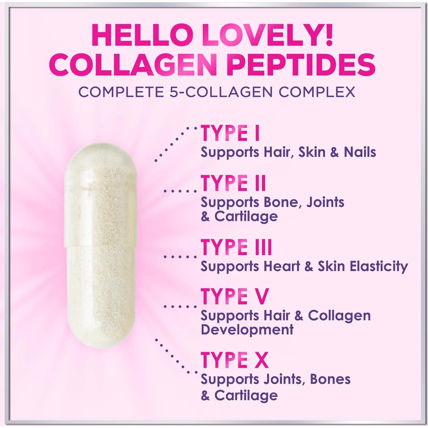 Suplemento de Colágeno Múltiple Hello Lovely 2400 mg 120 Cápsulas