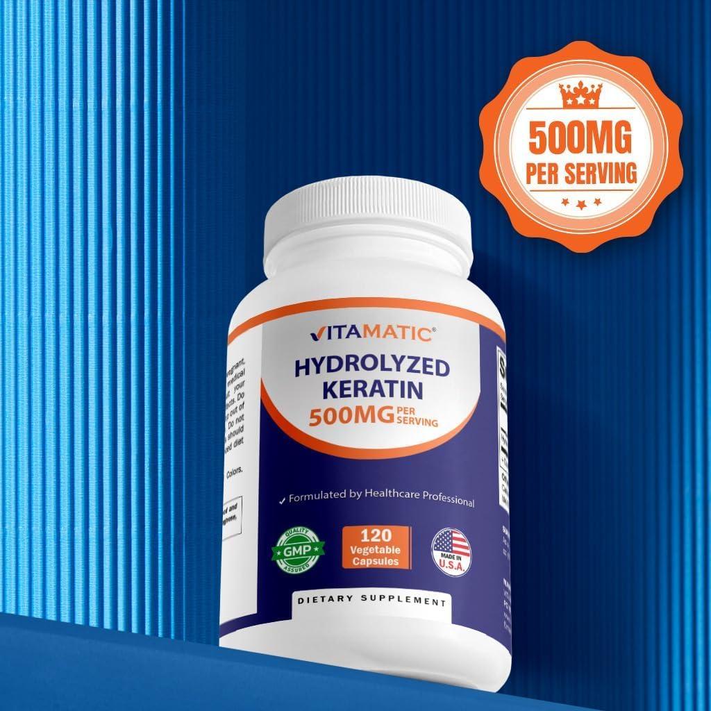 Vitamatic Queratina Hidrolizada 500mg - 120 Cápsulas Vegetarianas
