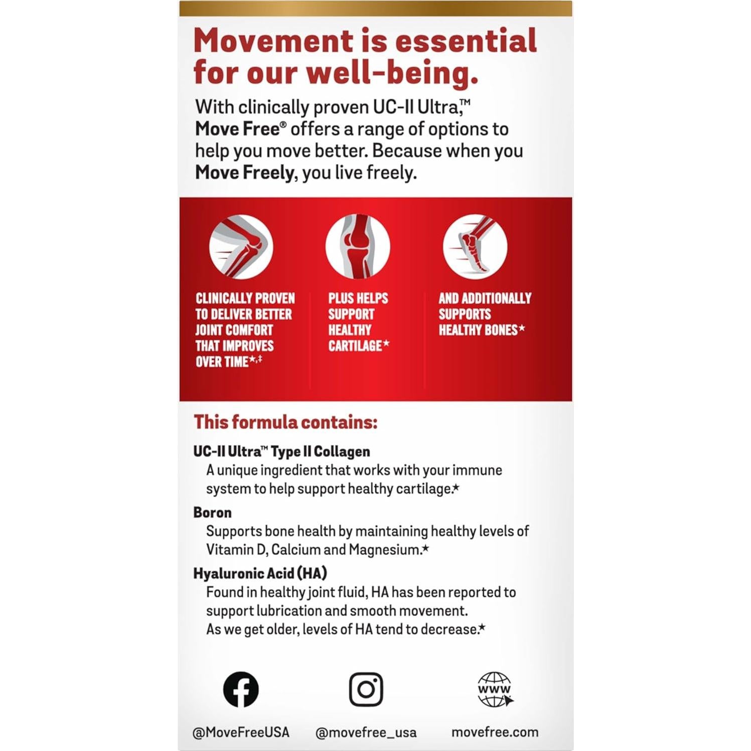 Suplemento Articular Move Free Ultra - Colágeno Tipo II 64 Tabletas