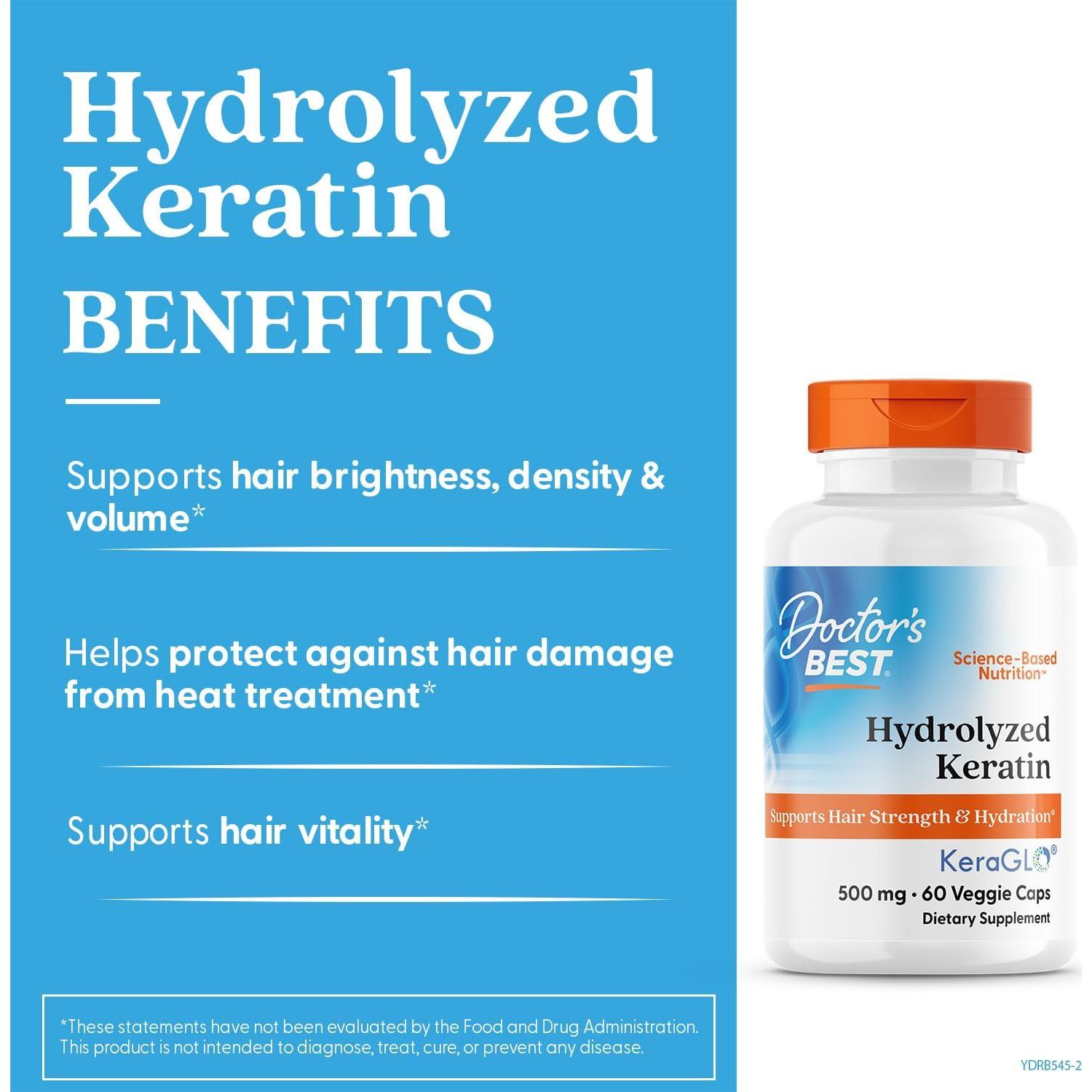 Queratina Hidrolizada Doctor's Best 60 Cápsulas Vegetales
