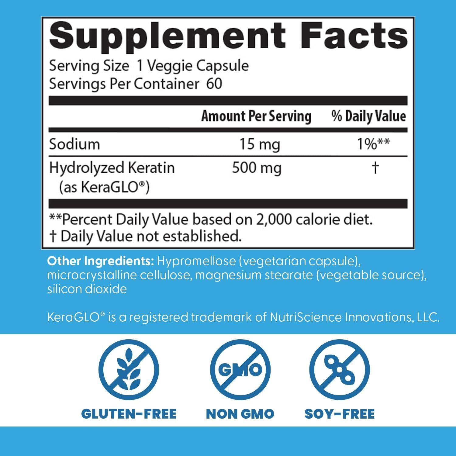 Queratina Hidrolizada Doctor's Best 60 Cápsulas Vegetales