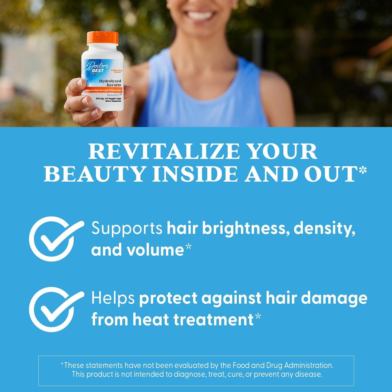 Queratina Hidrolizada Doctor's Best 60 Cápsulas Vegetales