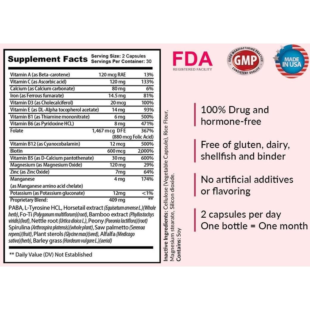 Vitaminas para el Crecimiento del Cabello Kerotin - 60 Cápsulas