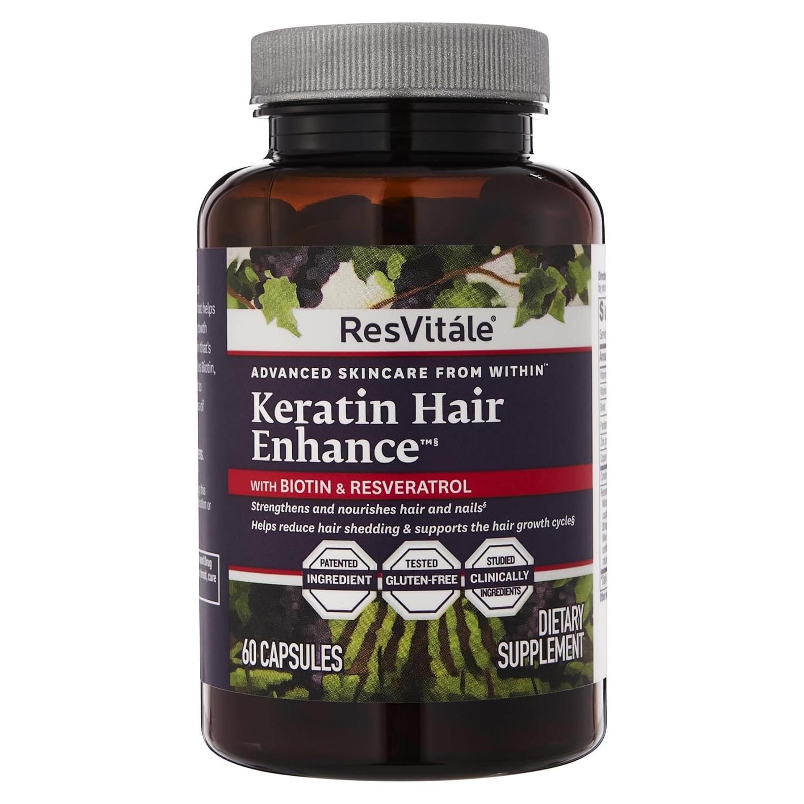 Suplemento de Queratina ResVitale - 60 Cápsulas para Cabello y Uñas