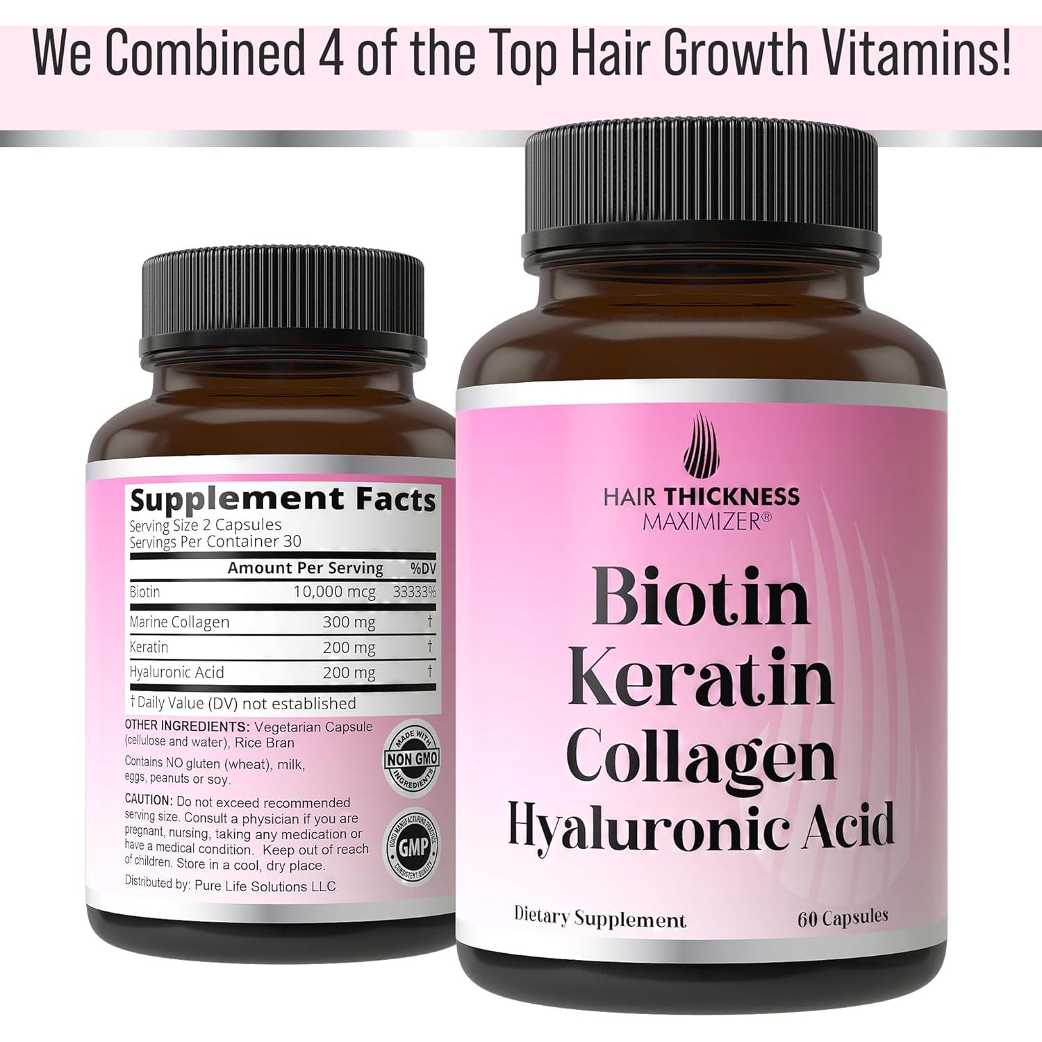 Vitaminas para el Crecimiento del Cabello Hair Thickness 4-en-1 10000mcg