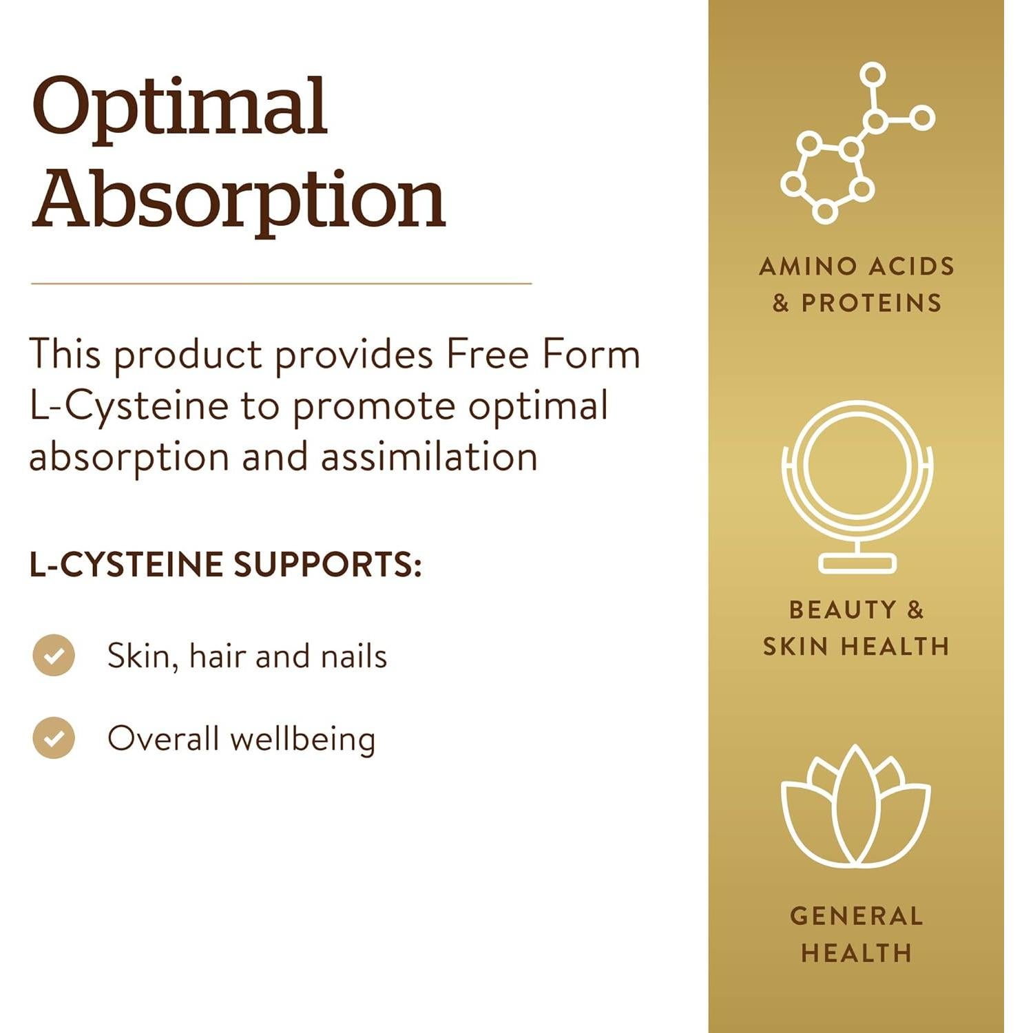 Solgar L-Cisteína 500 mg 90 Cápsulas Vegetales - Soporte Piel Cabello Uñas