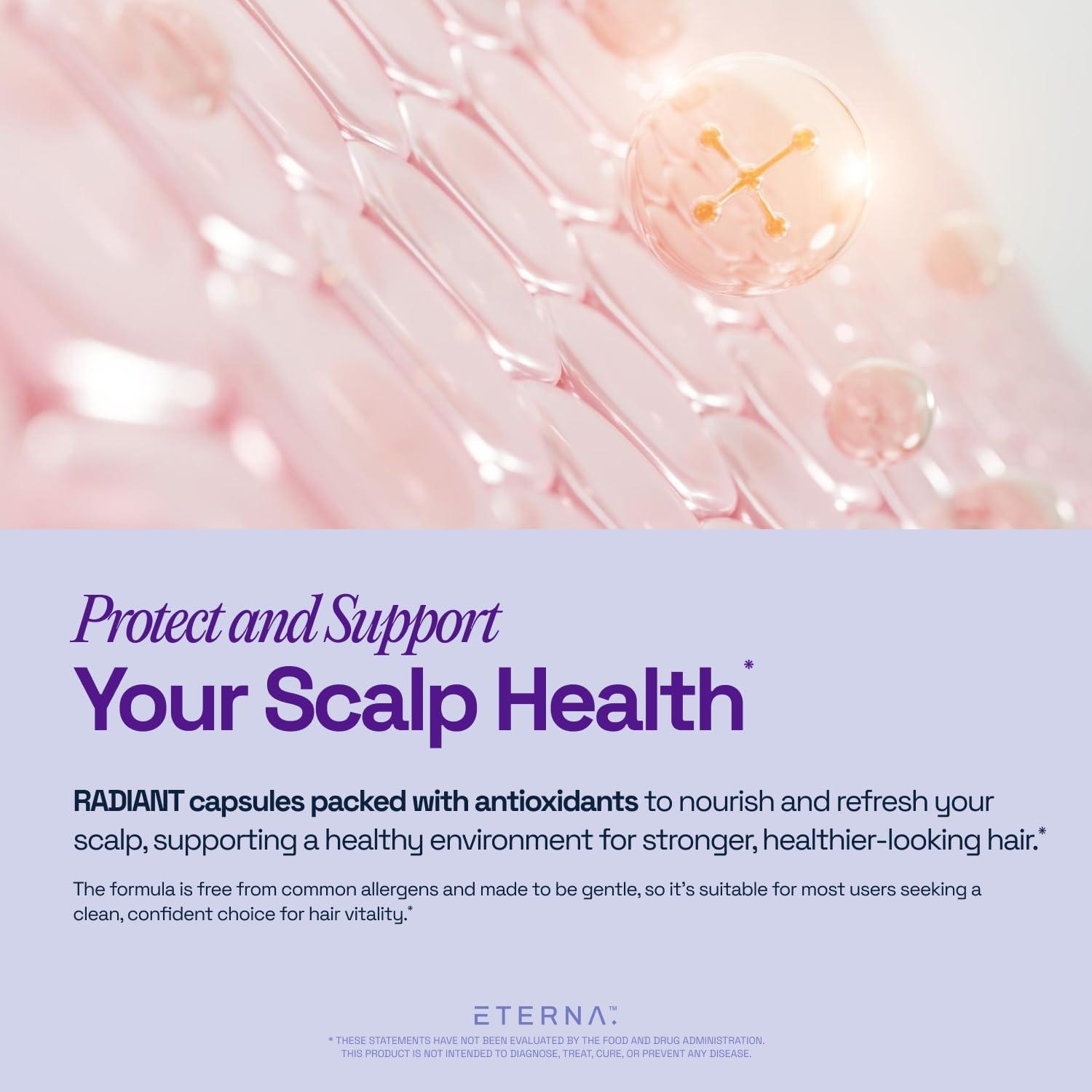 Suplemento ETERNA RADIANT para Crecimiento Cabello 10 en 1 - Biotina, Colágeno, Queratina