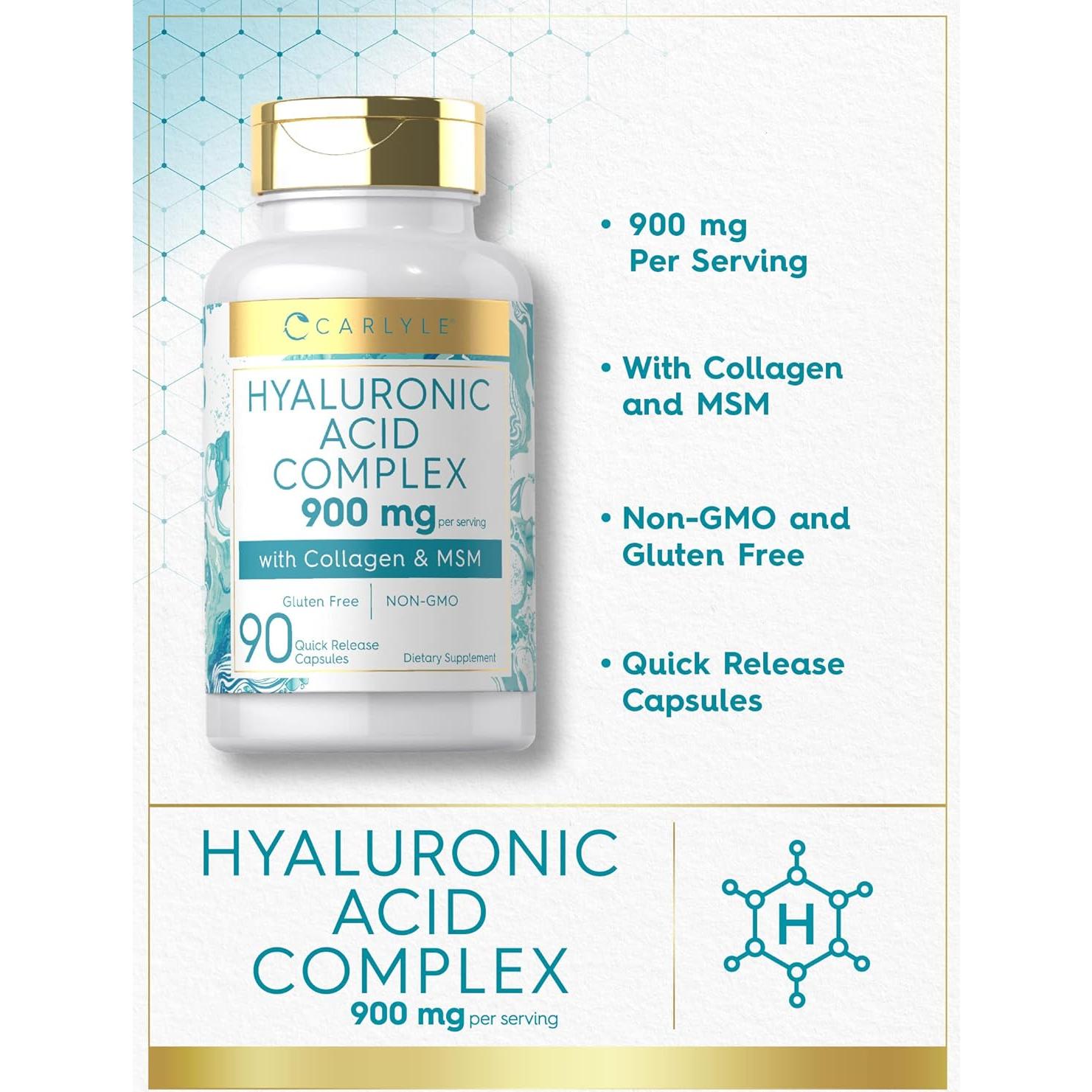 Complejo de Ácido Hialurónico Carlyle 900 mg con Colágeno y MSM
