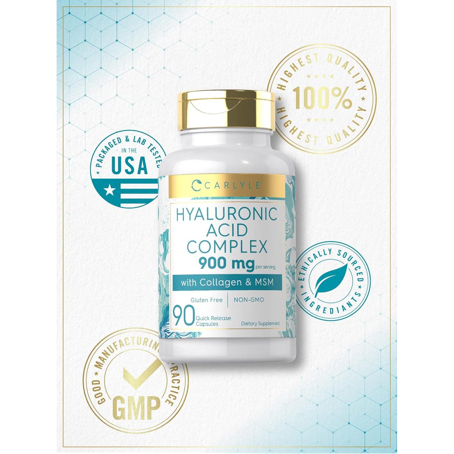 Complejo de Ácido Hialurónico Carlyle 900 mg con Colágeno y MSM