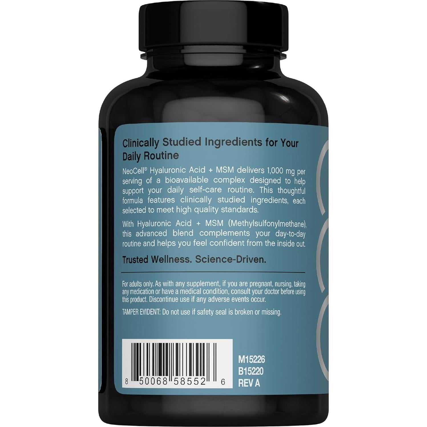 Suplemento Ácido Hialurónico NeoCell 1000mg MSM 120 Cápsulas