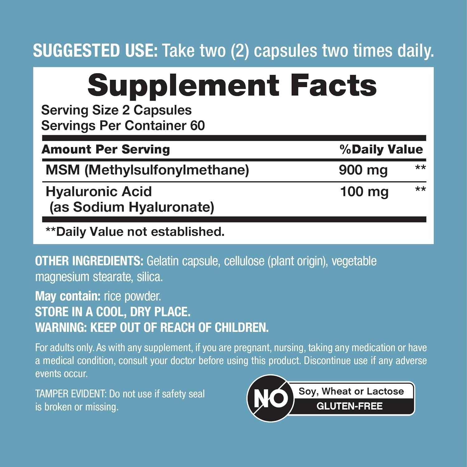 Suplemento Ácido Hialurónico NeoCell 1000mg MSM 120 Cápsulas