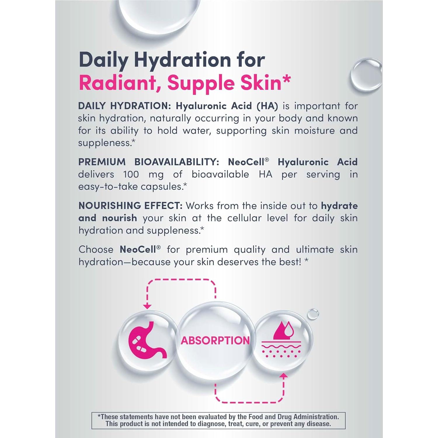 Cápsulas de Ácido Hialurónico NeoCell 60 Unidades Hidratantes