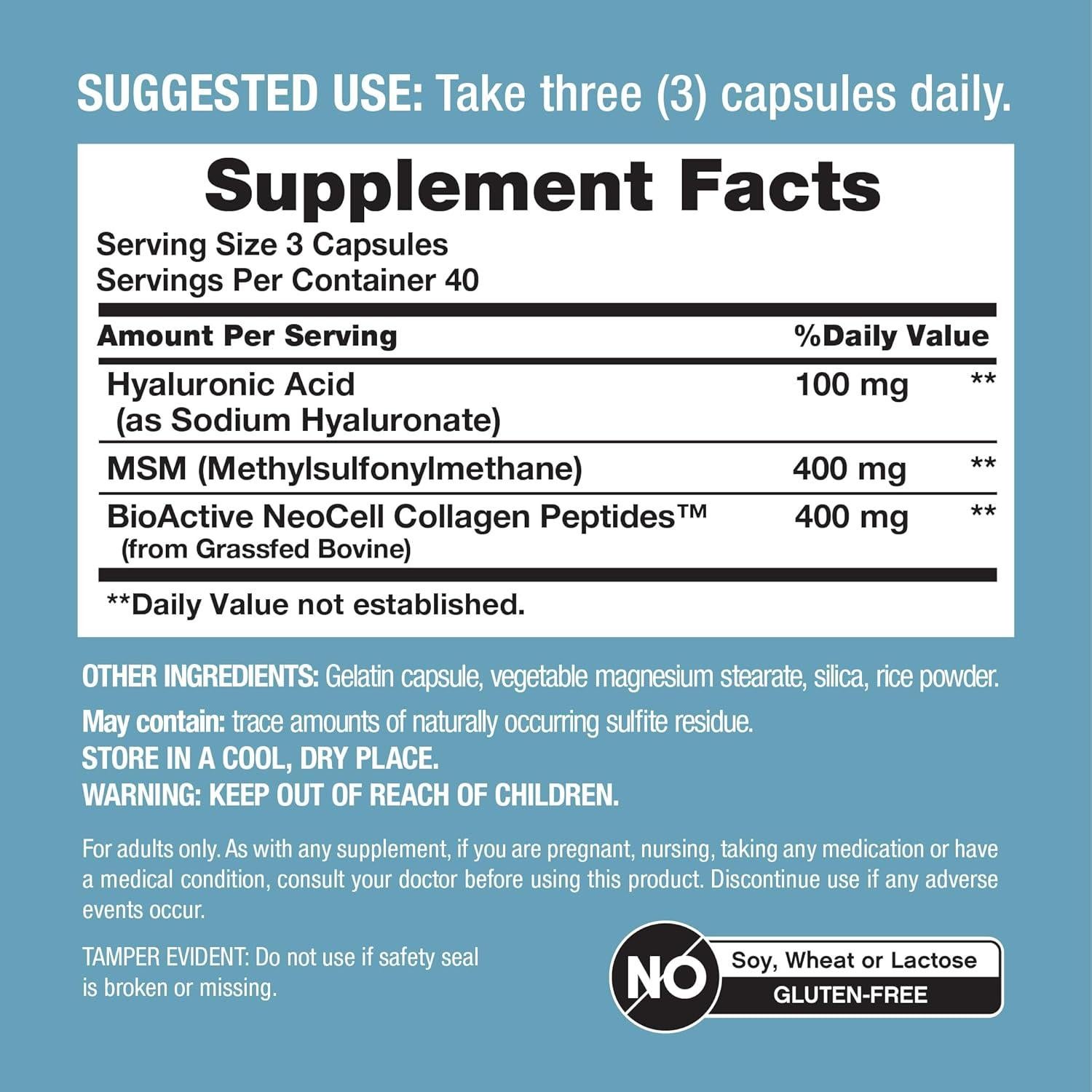 Complejo de Ácido Hialurónico NeoCell 900mg 120 Cápsulas