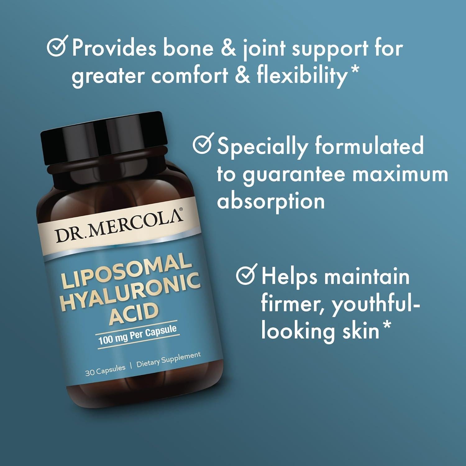 Ácido Hialurónico Liposomal Dr. Mercola 30 Cápsulas 100 mg