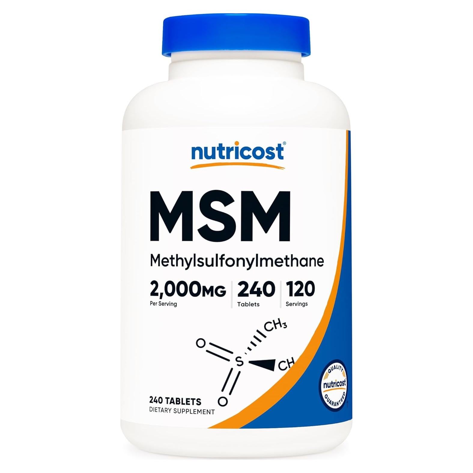 Tabletas de MSM Nutricost 2000mg - 240 Tabletas Sin OGM