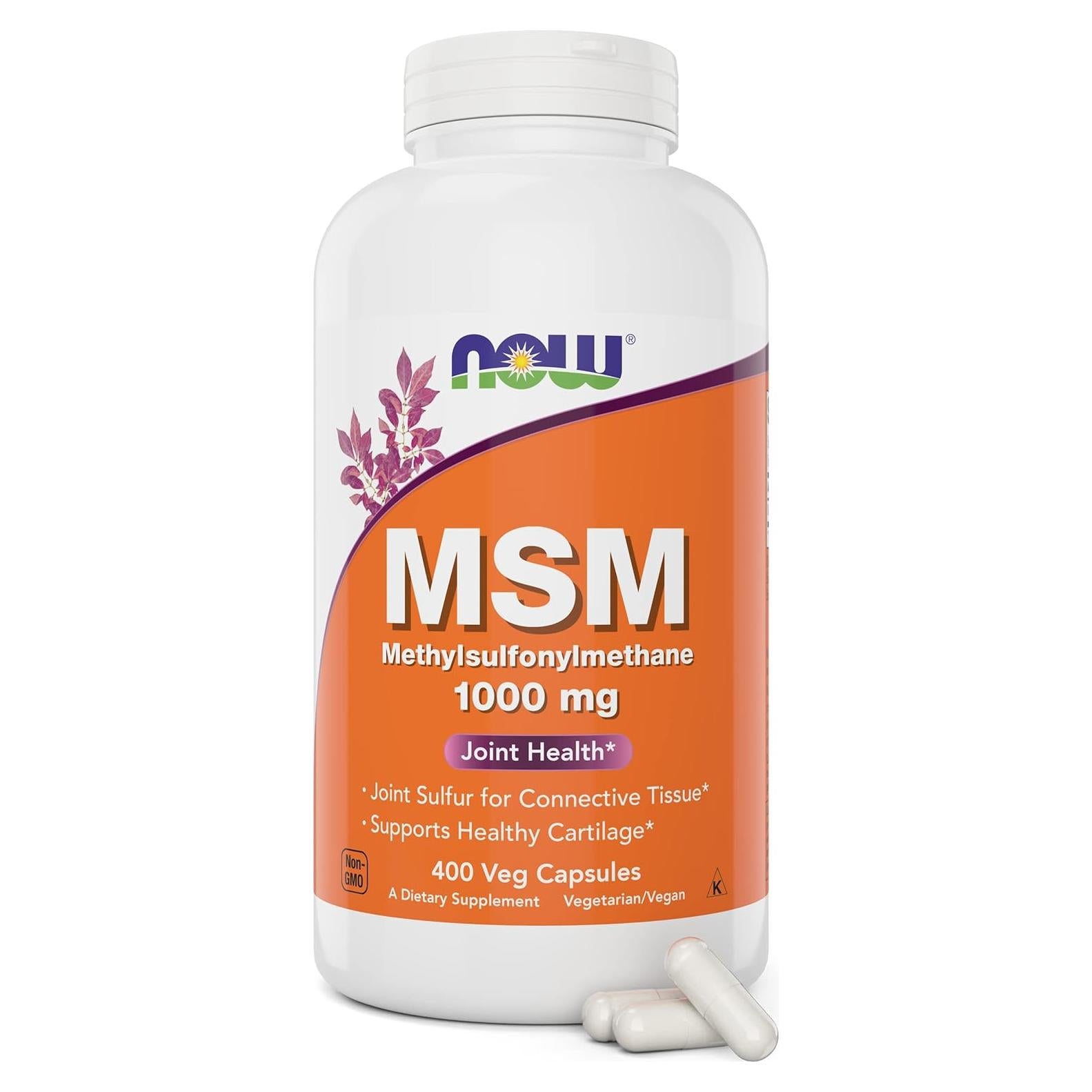 Now MSM 1000mg Cápsulas Veganas 400 Conteo Suplemento Azufre