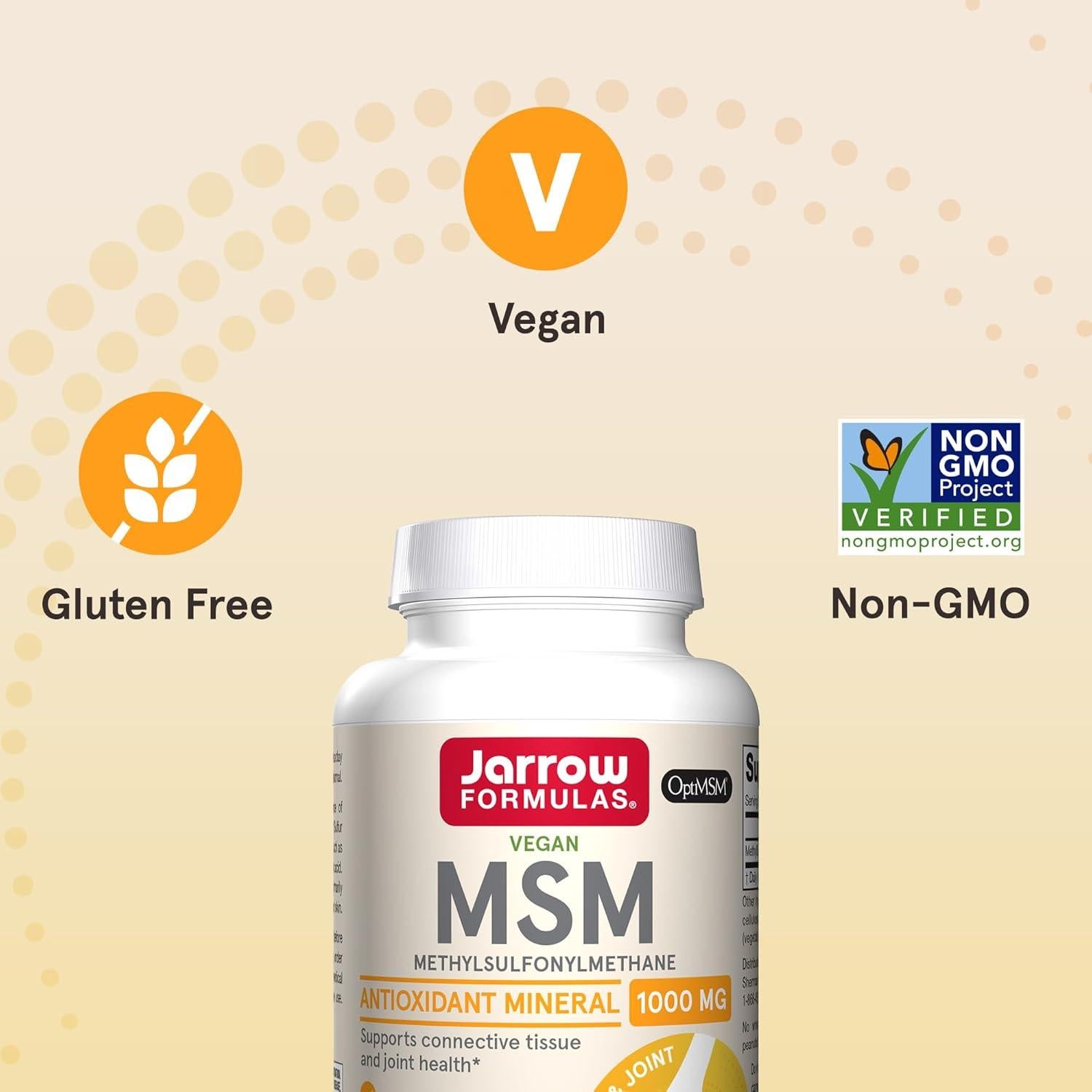 Suplemento Dietético Jarrow Formulas MSM 1000 mg - 200 Cápsulas Vegetales