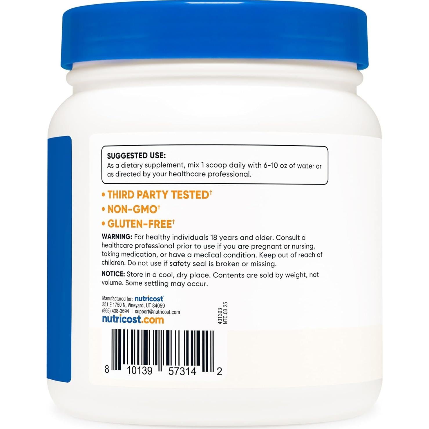 Polvo de MSM Puro Nutricost 500g - Metilsulfonilmetano