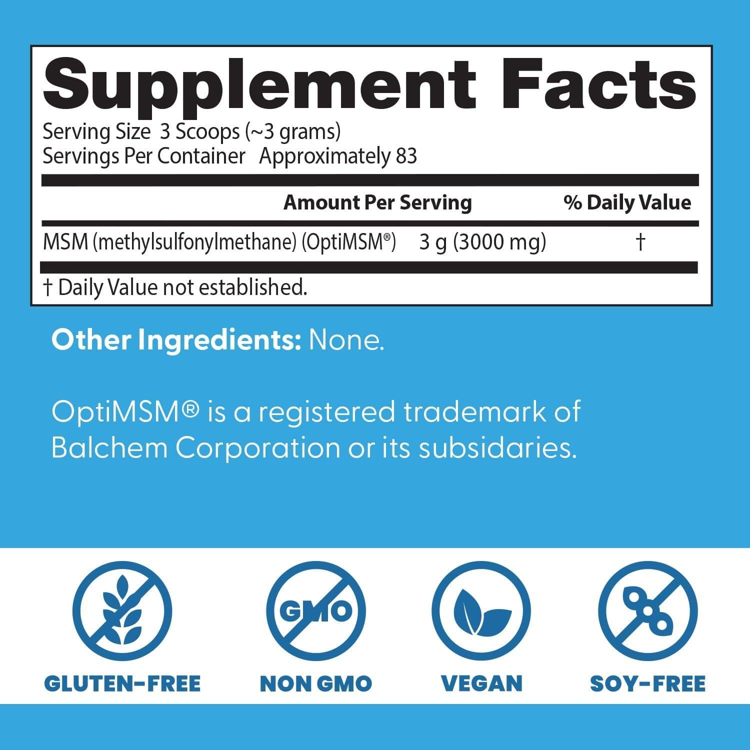 Polvo MSM Doctor's Best 250g - Apoyo Articular y Belleza